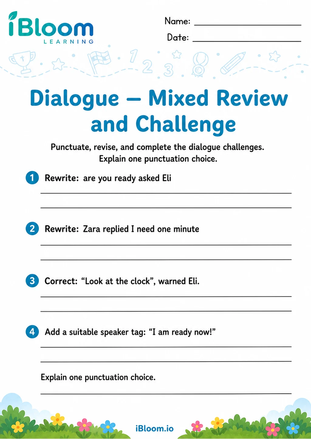 Preview page 1 of Dialogue — Mixed Review and Challenge