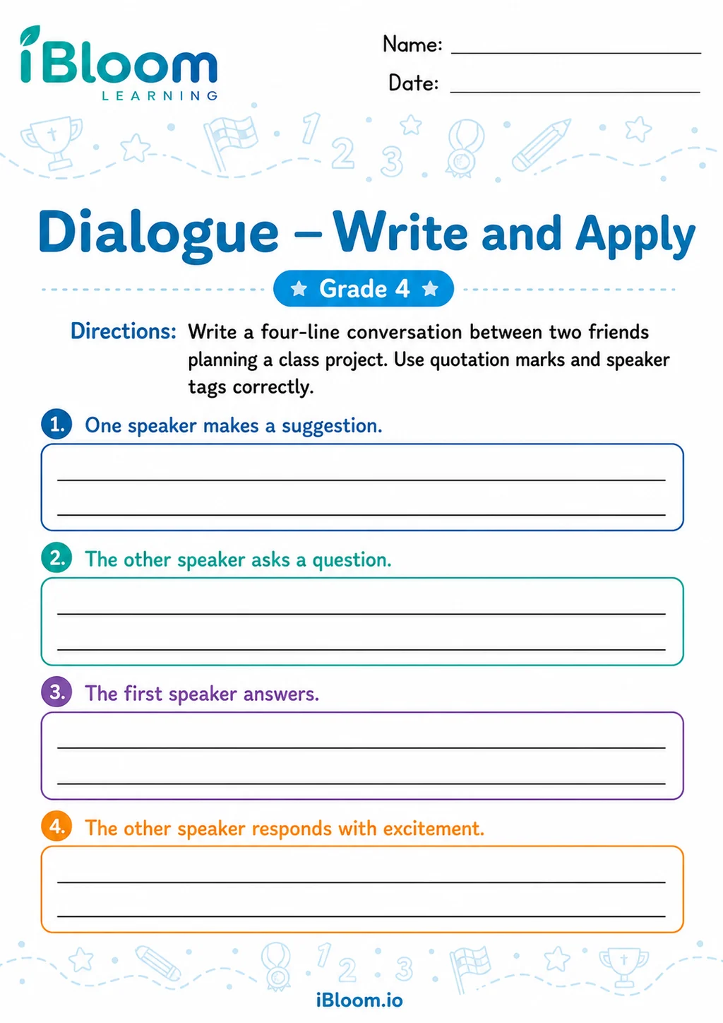 Preview of Dialogue — Write and Apply worksheet