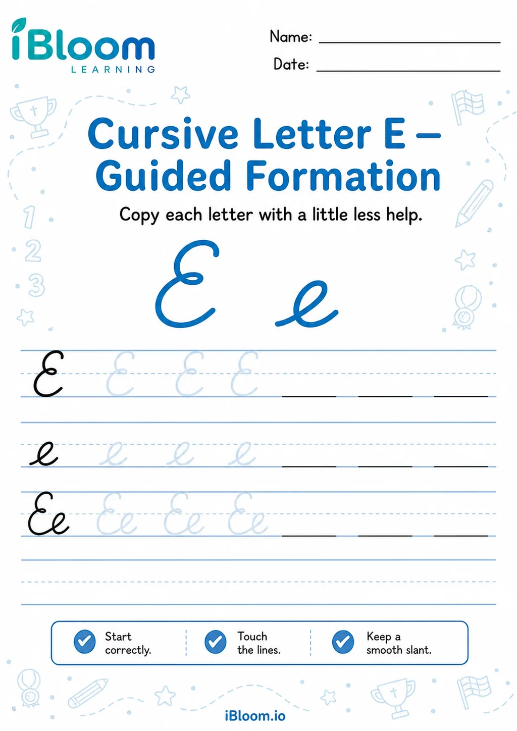 Preview of Letter E — Guided Letter Formation worksheet