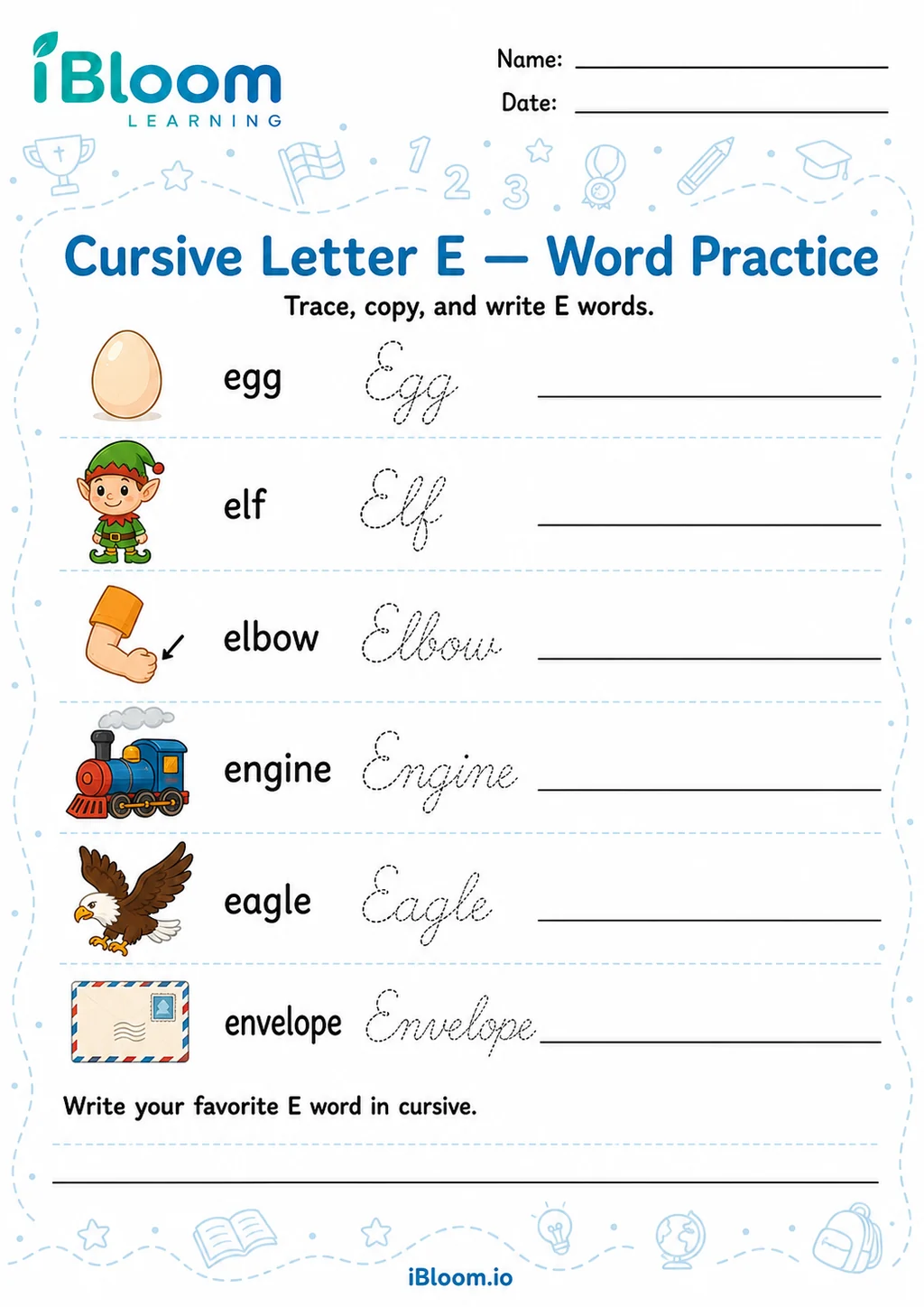 Preview of Letter E — Word Practice worksheet