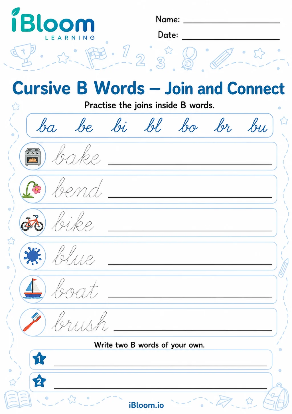 Preview of B Words — Join and Connect worksheet
