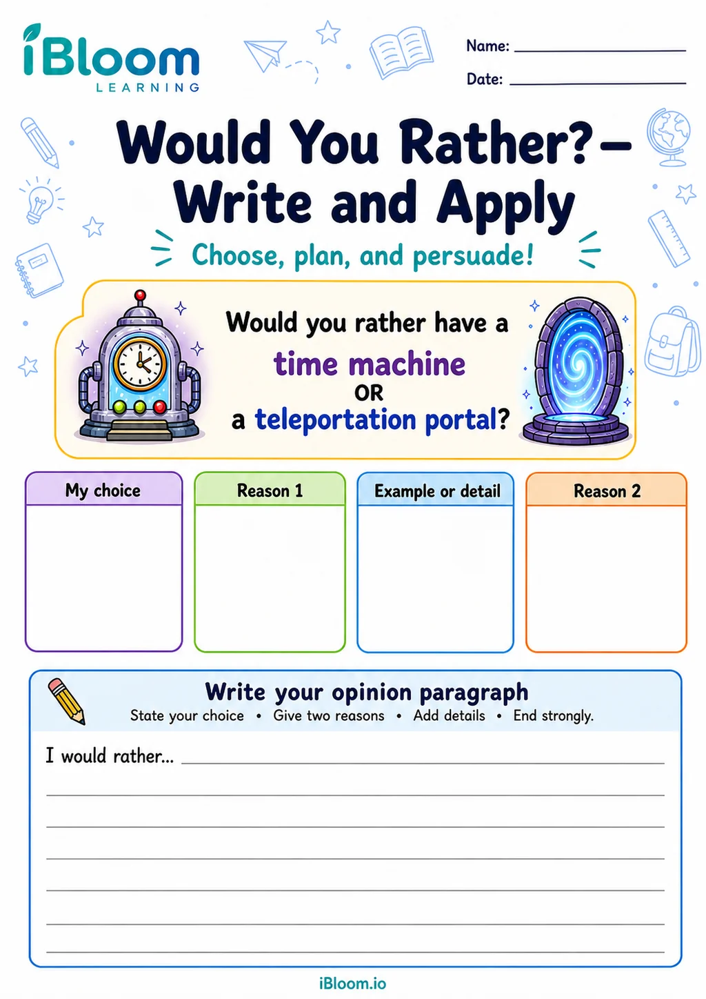 Preview of Generic Would You Rather — Write and Apply worksheet