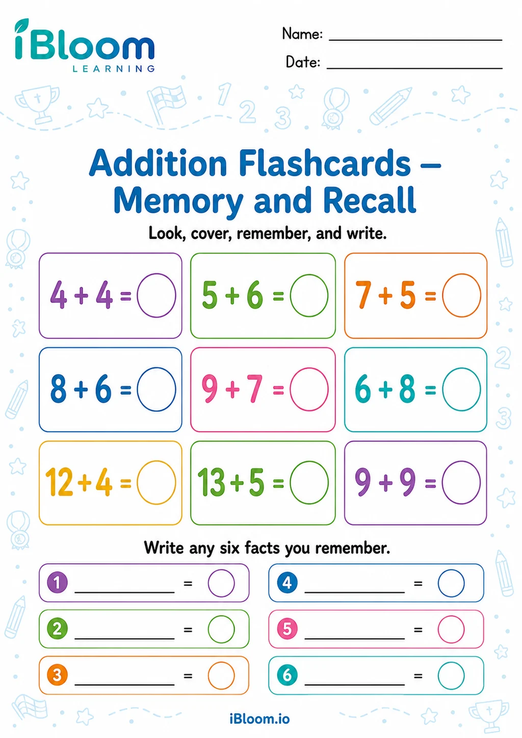 Preview page 1 of Addition — Memory and Recall