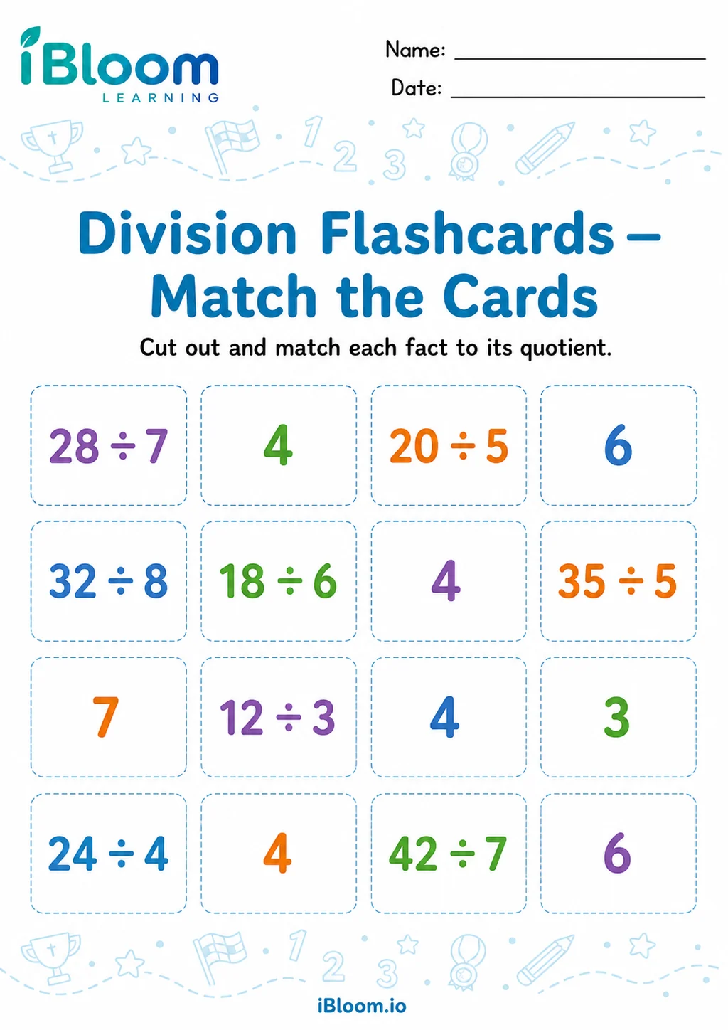 Preview page 1 of Division — Match the Cards