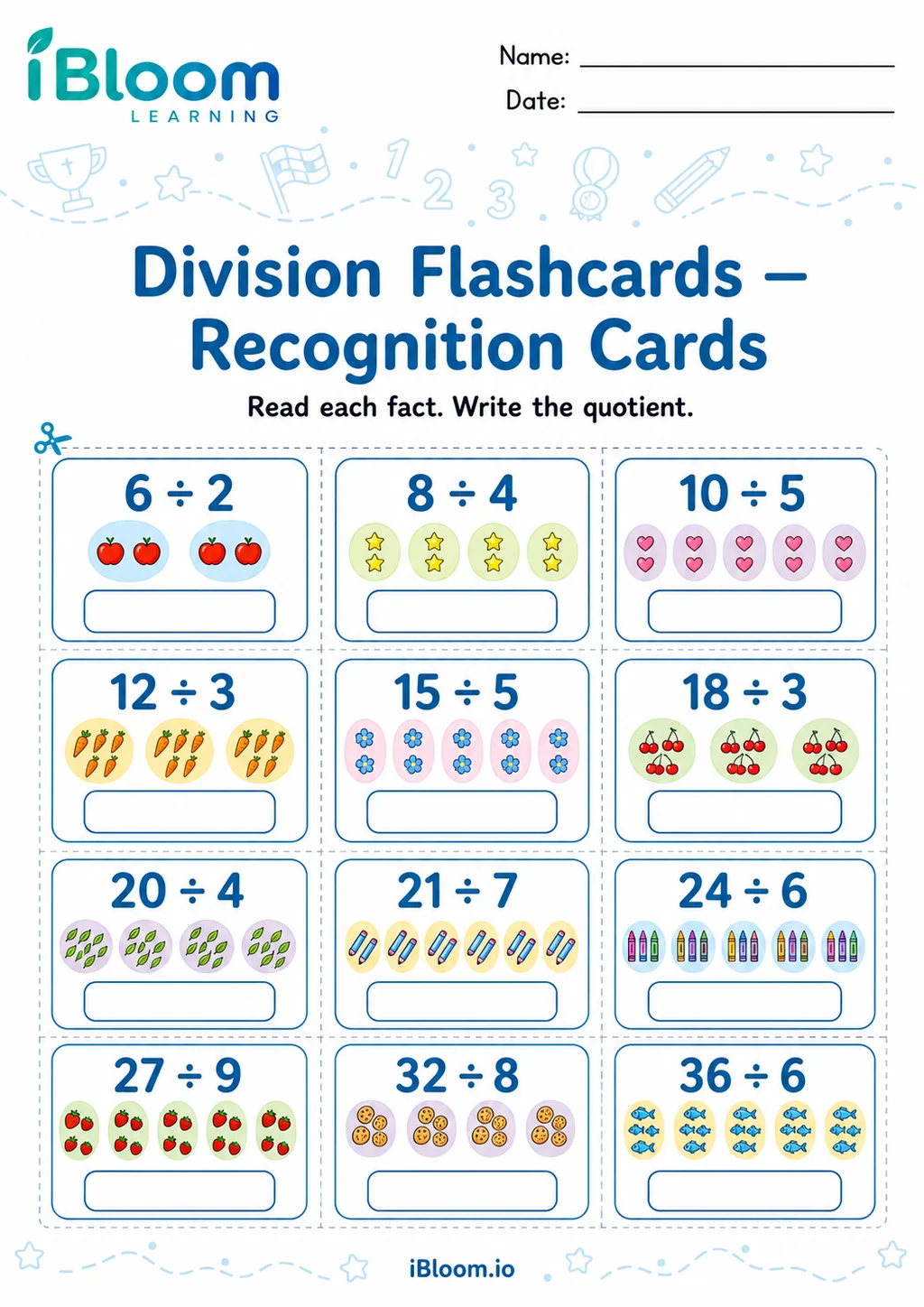 Preview page 1 of Division — Recognition Cards
