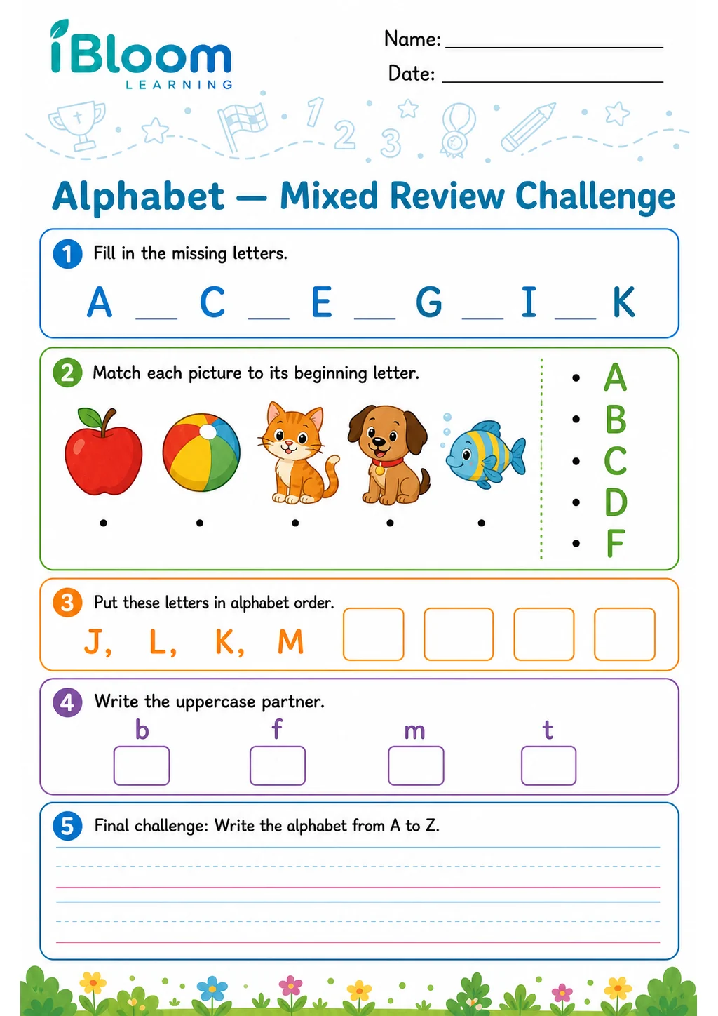Preview of Alphabet — Mixed Review and Challenge worksheet