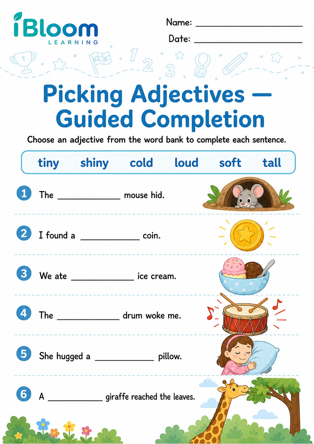 Picking — Guided Completion printable Grade 2 worksheet preview