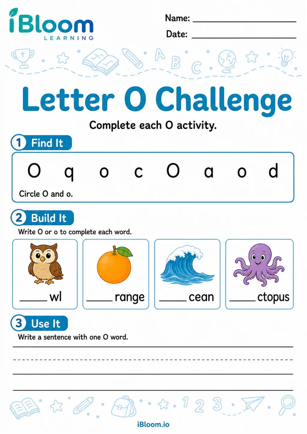 Preview of Letter O — Mixed Review and Challenge worksheet