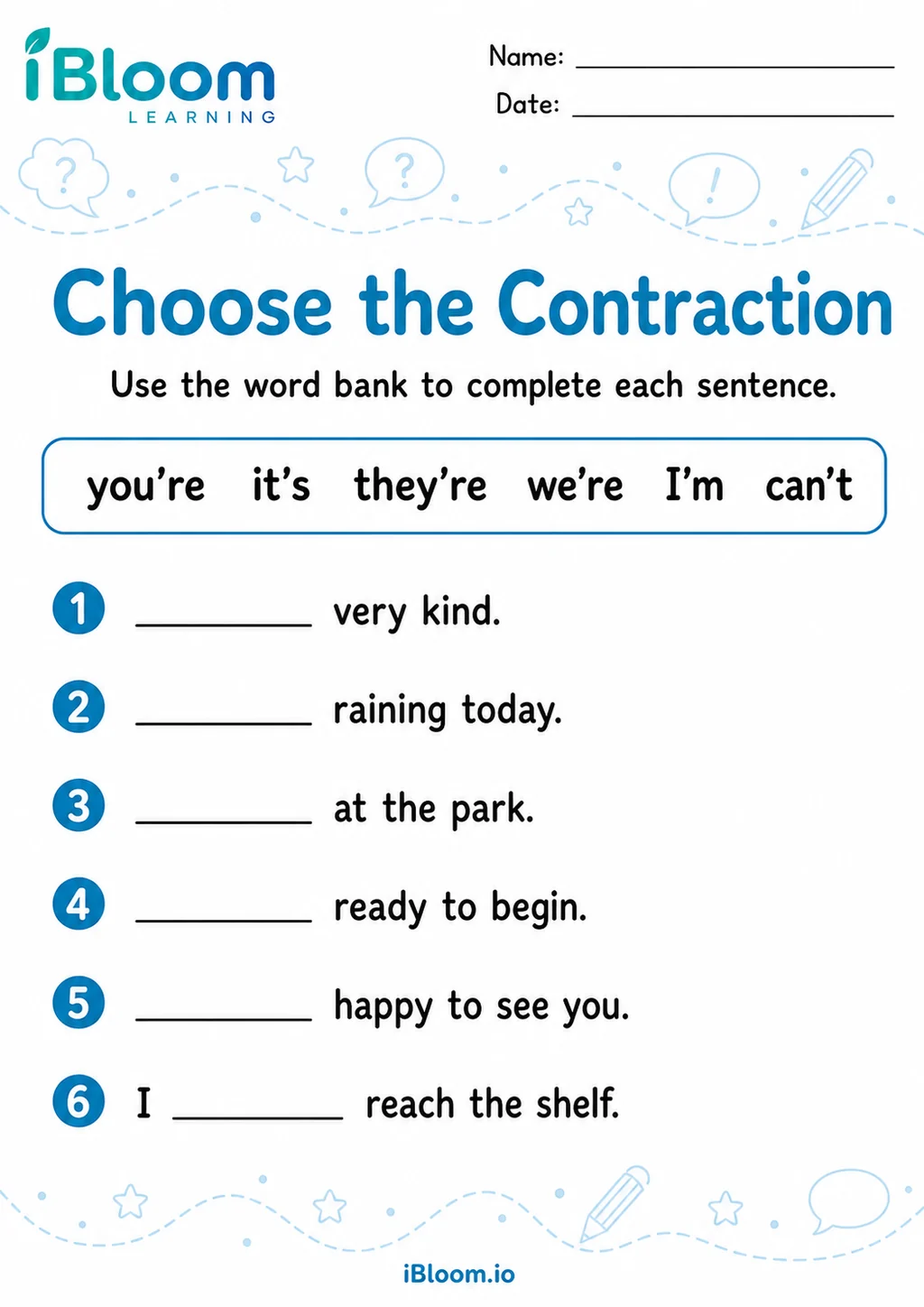 Preview page 1 of Confusing Contractions — Guided Completion