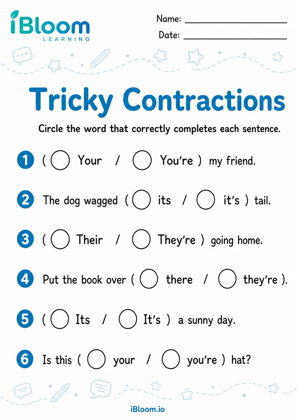 Preview page 1 of Confusing Contractions — Recognize the Skill