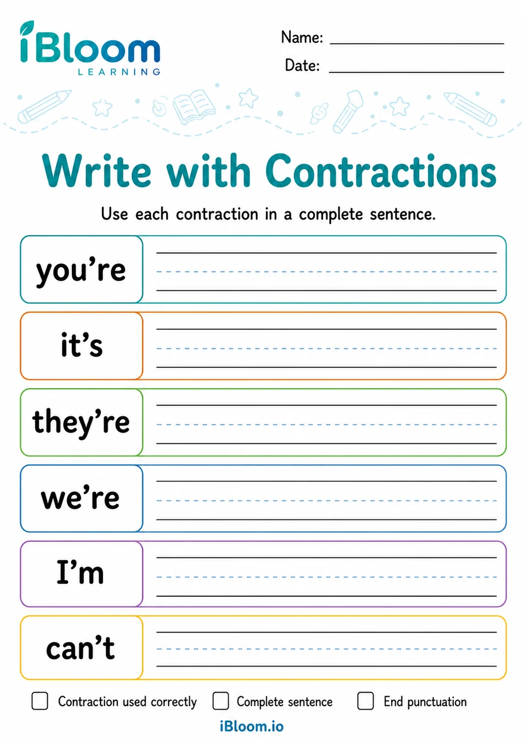 Preview page 1 of Confusing Contractions — Write and Apply