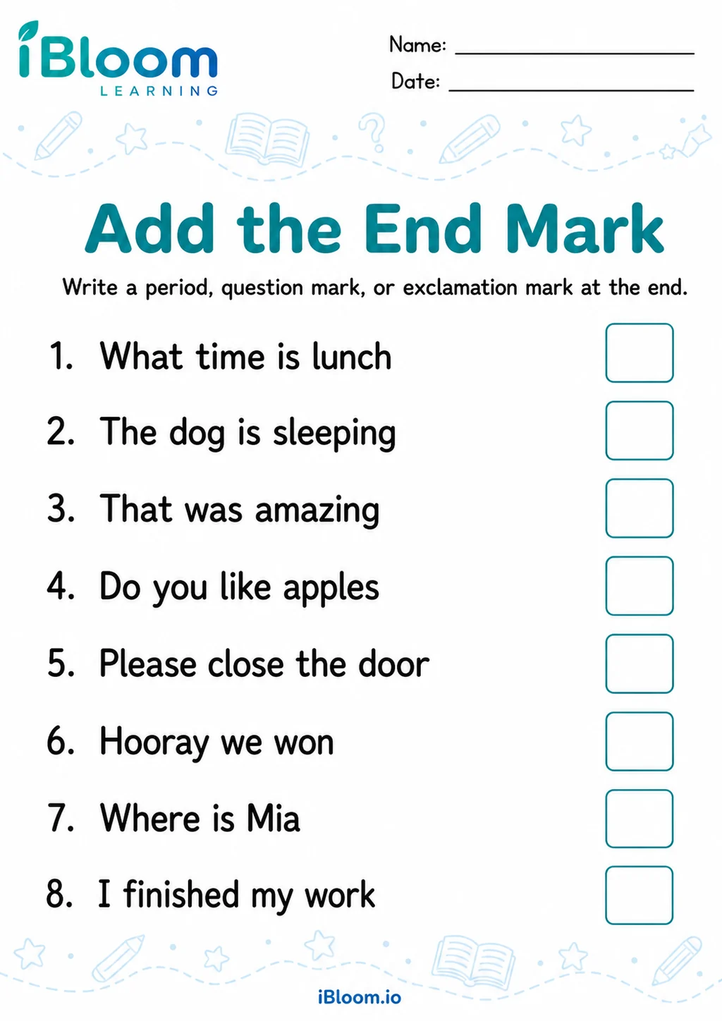 Preview of Ending Punctuation — Guided Completion worksheet