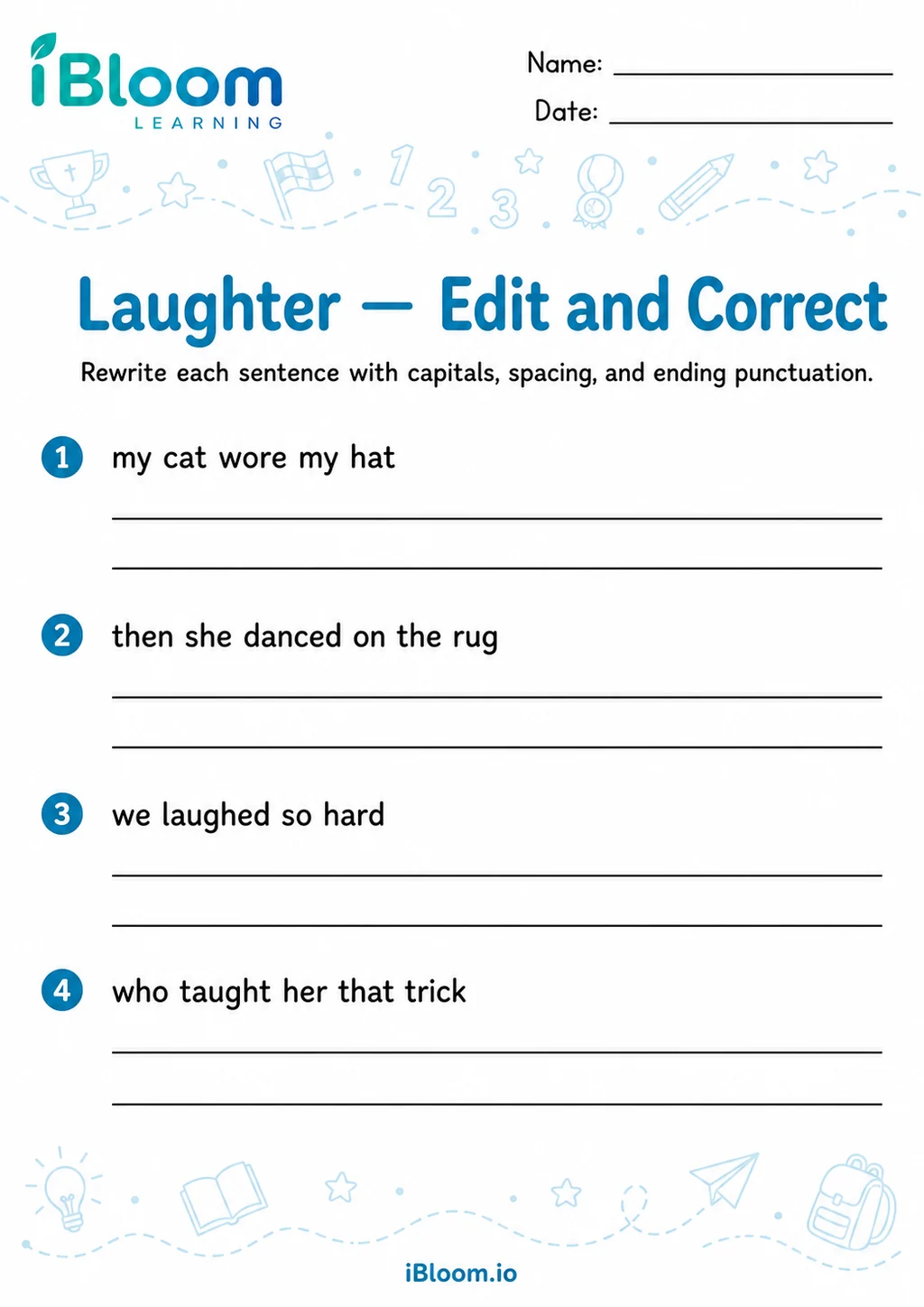 Preview of Laughter — Edit and Correct worksheet