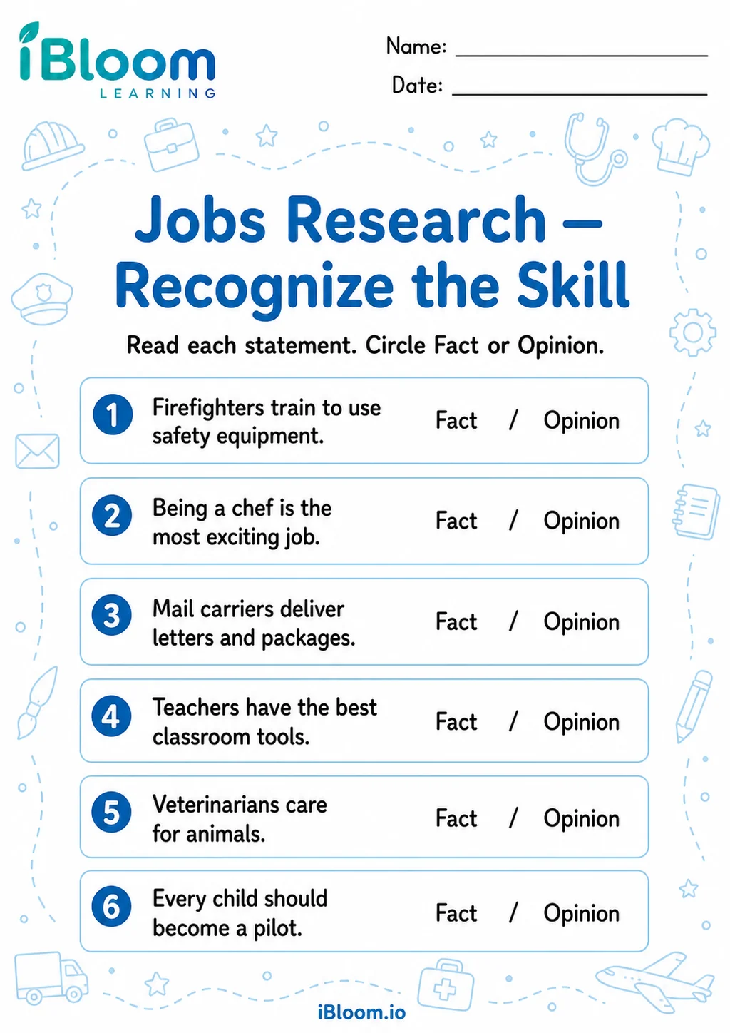 Preview page 1 of Jobs — Recognize the Skill