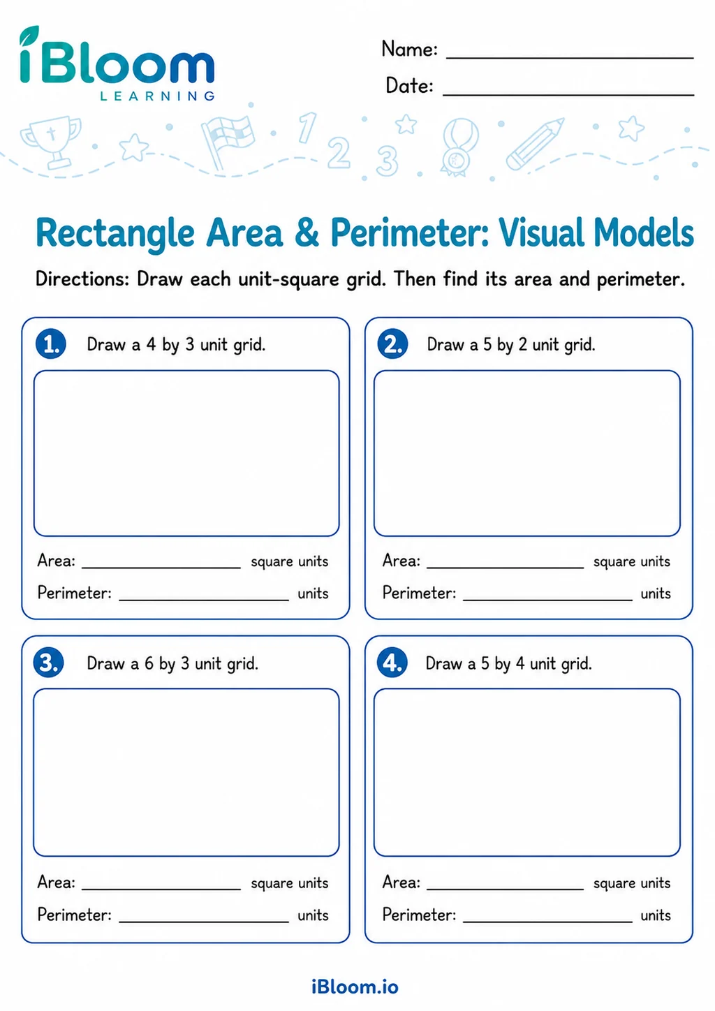 Preview page 1 of Rectangle Area Perimeter — Visual Models