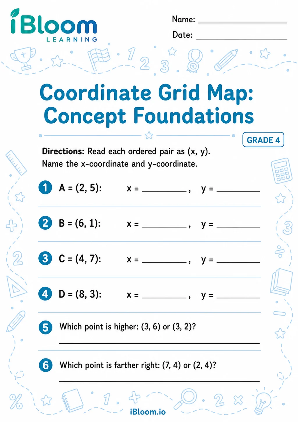 Preview page 1 of Coordinate Grid Map — Concept Foundations