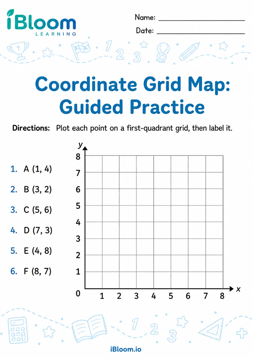 Preview page 1 of Coordinate Grid Map — Guided Practice