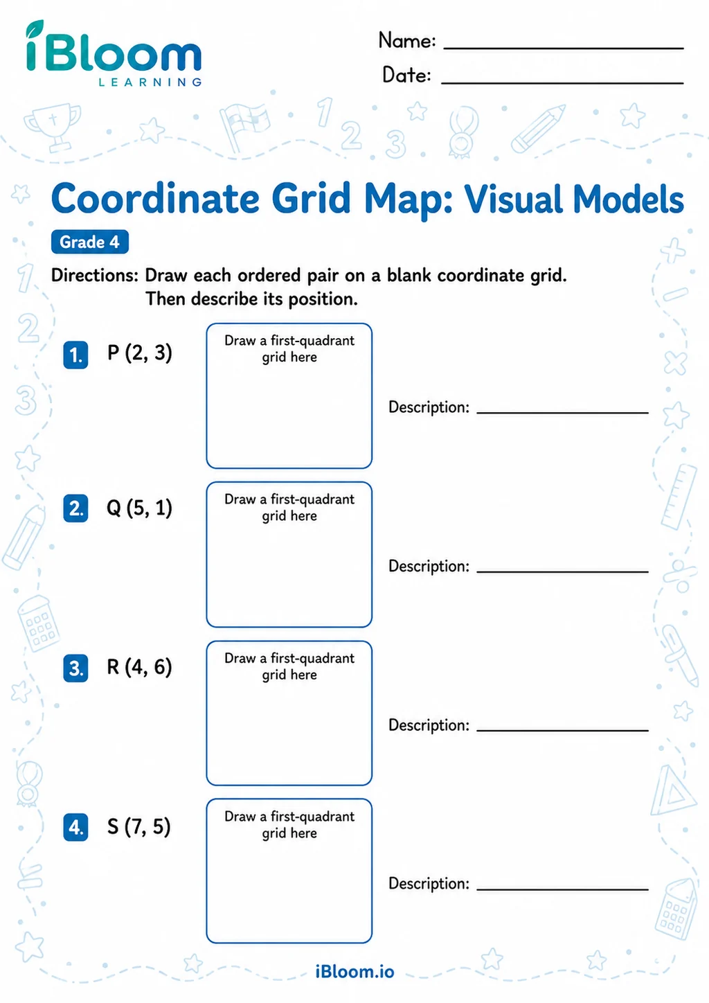 Preview of Coordinate Grid Map — Visual Models worksheet