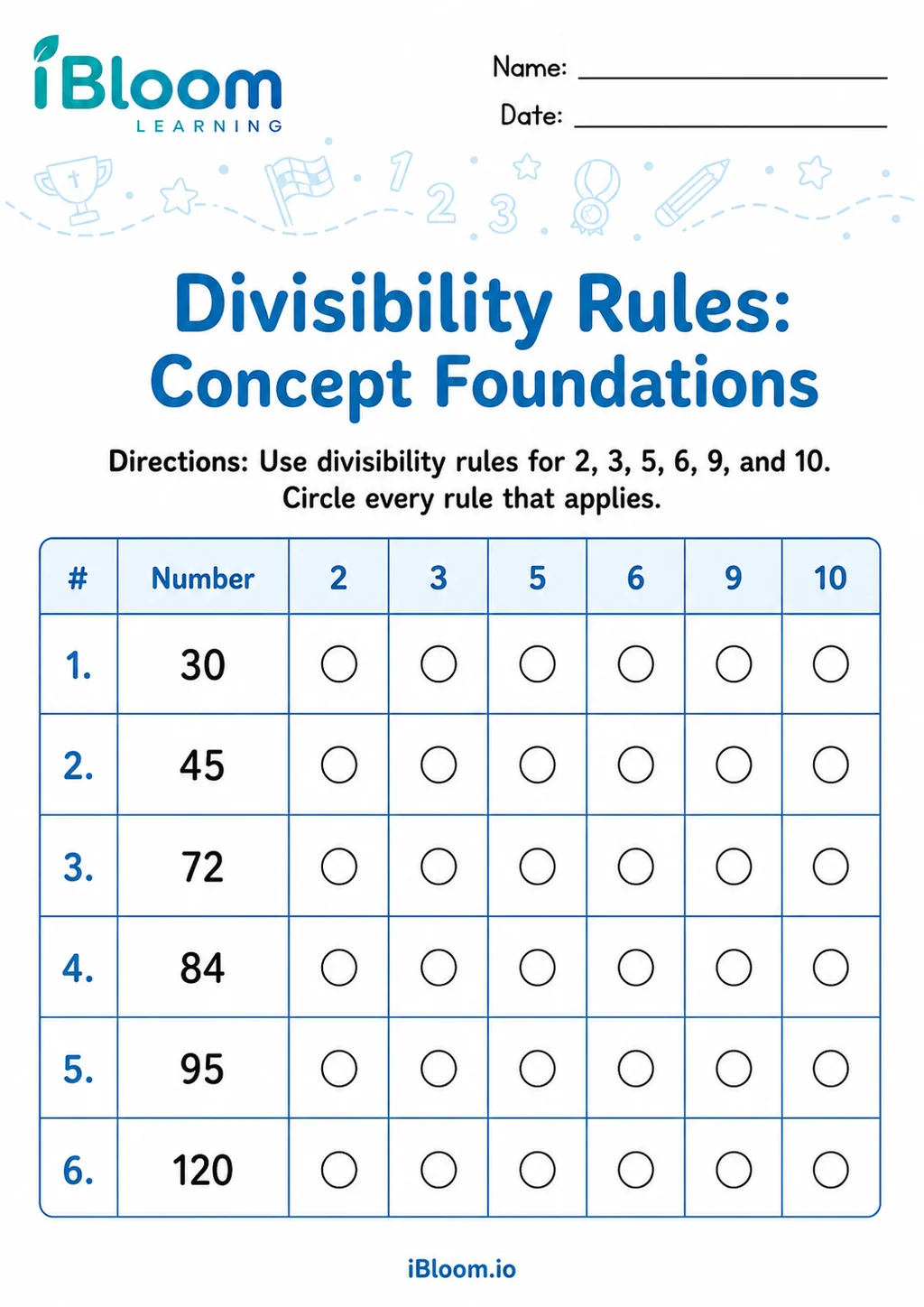 Preview page 1 of Divisibility Rules — Concept Foundations