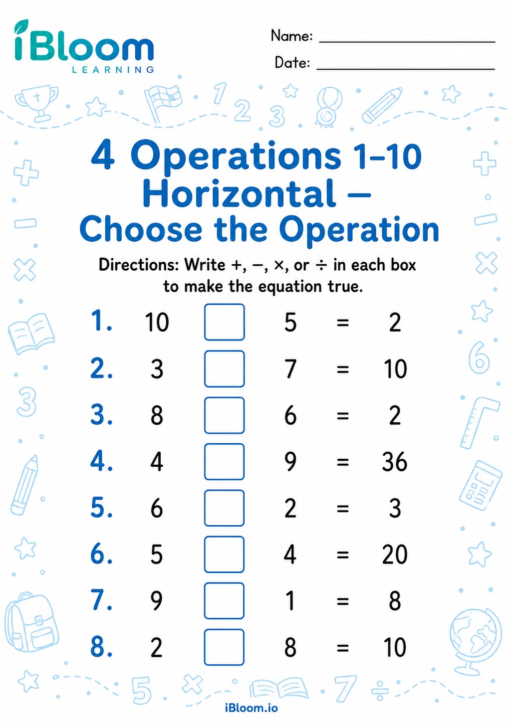 Preview page 1 of 4 Operations 1 10 Horizontal — Choose the Operation
