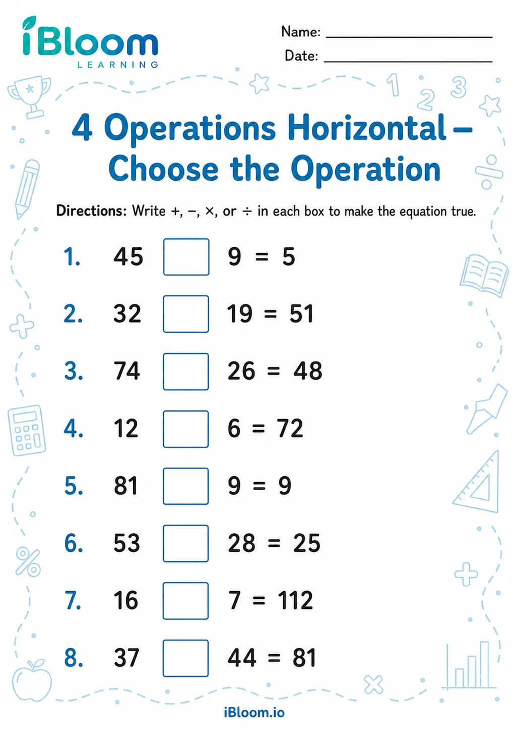 Preview page 1 of 4 Operations Horizontal — Choose the Operation