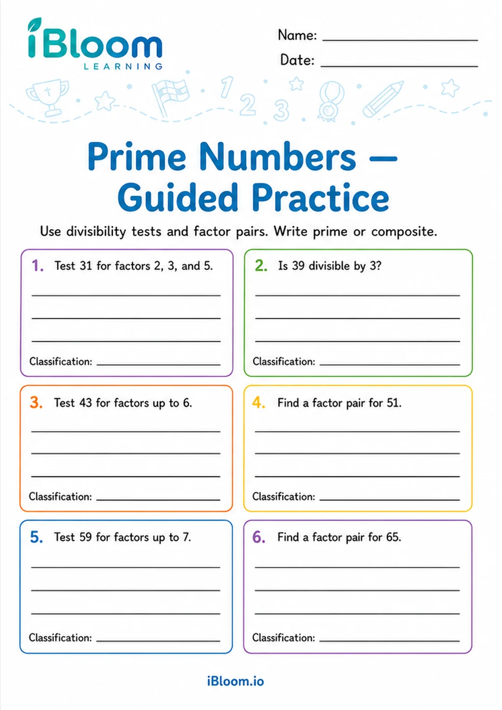 Preview page 1 of Prime Numbers — Guided Practice