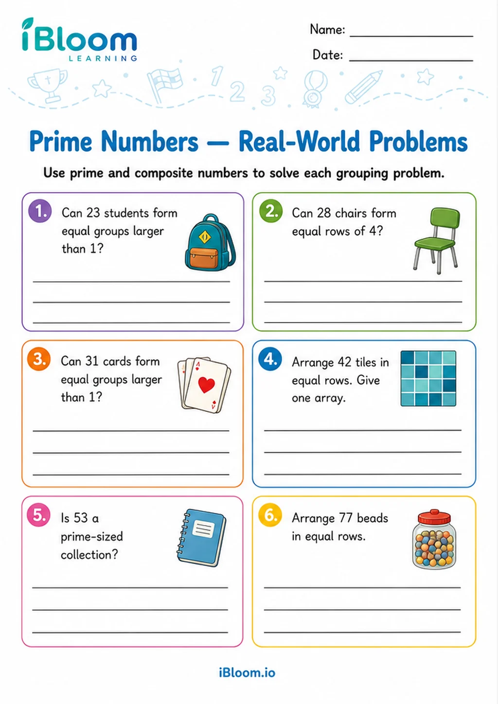Preview of Prime Numbers — Real-World Problems worksheet