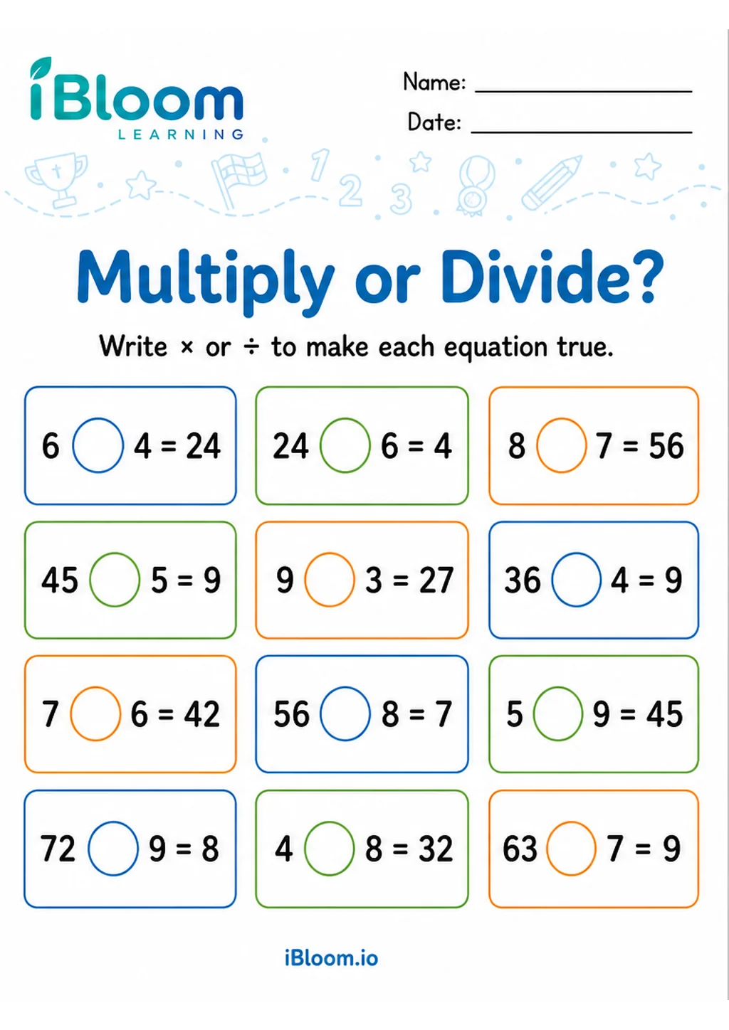 Preview page 1 of Multiply Divide — Choose the Operation