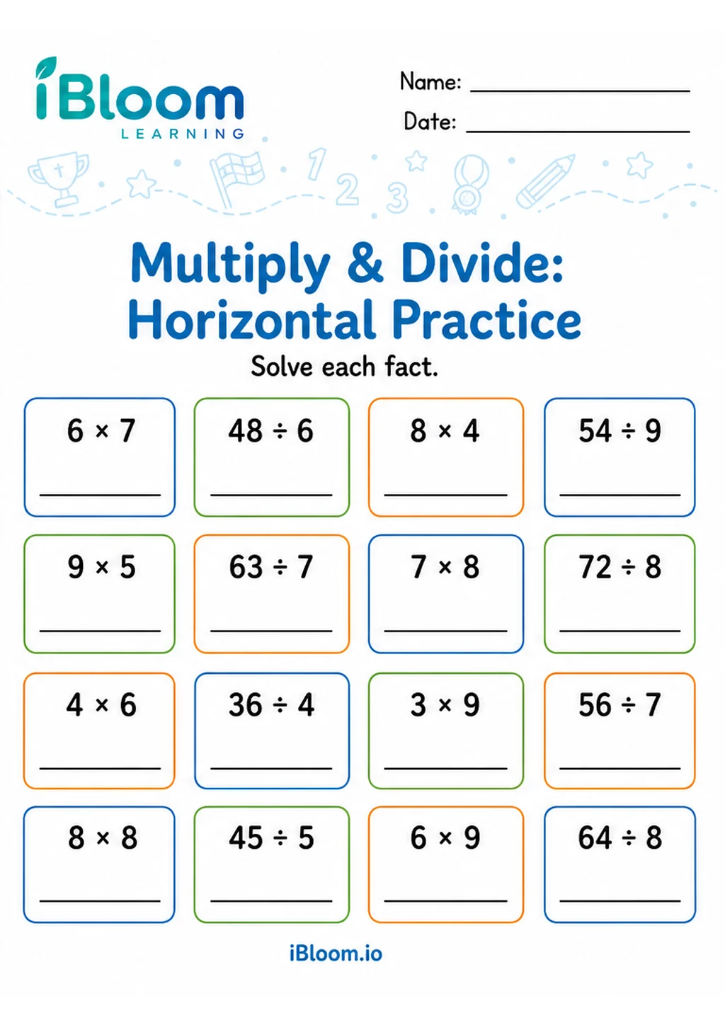 Preview of Multiply Divide — Horizontal Mixed Practice worksheet
