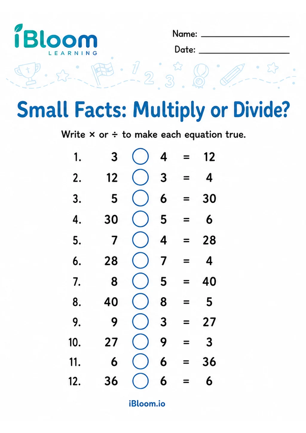 Preview page 1 of Multiply Divide Small — Choose the Operation