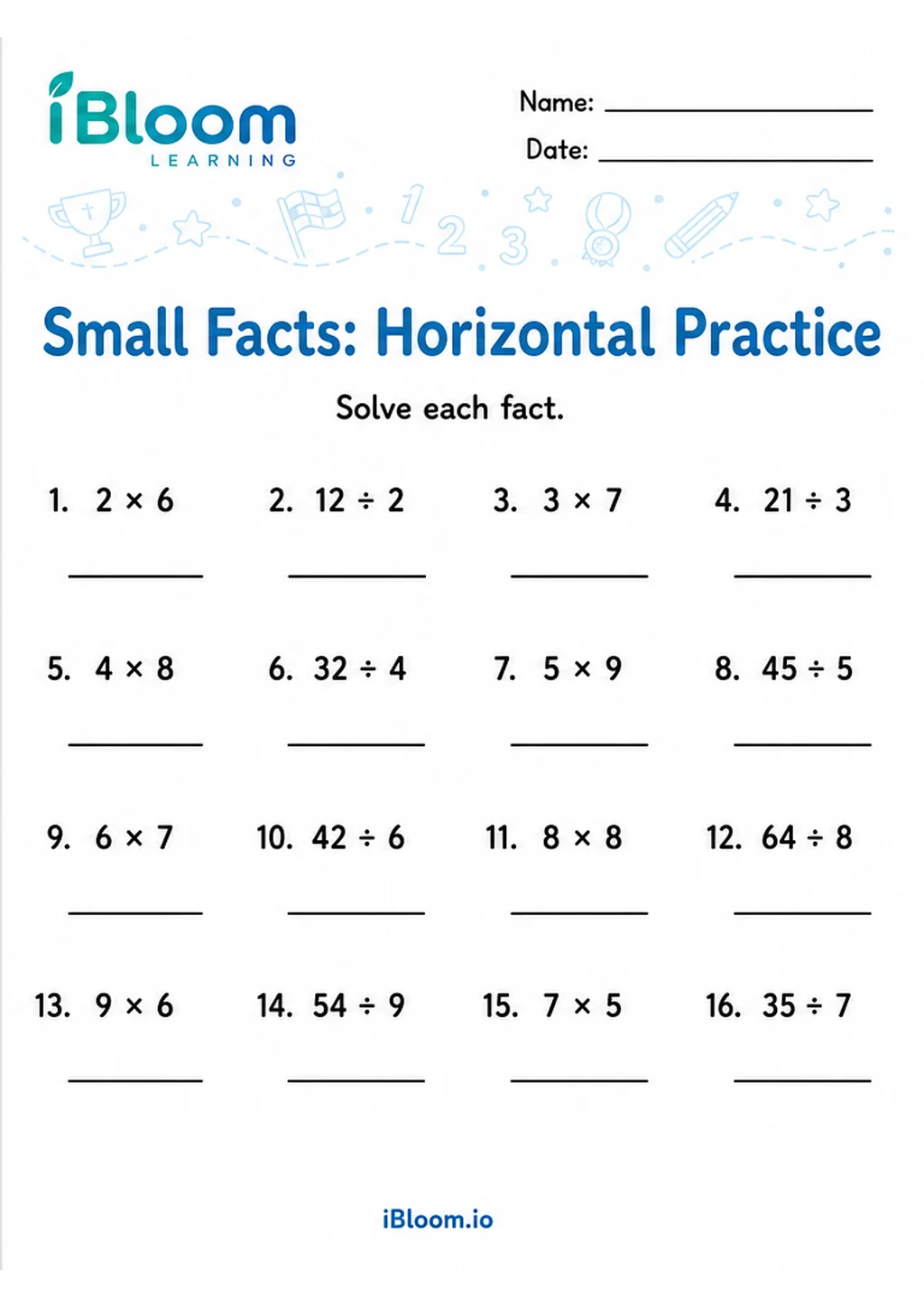 Preview of Multiply Divide Small — Horizontal Mixed Practice worksheet