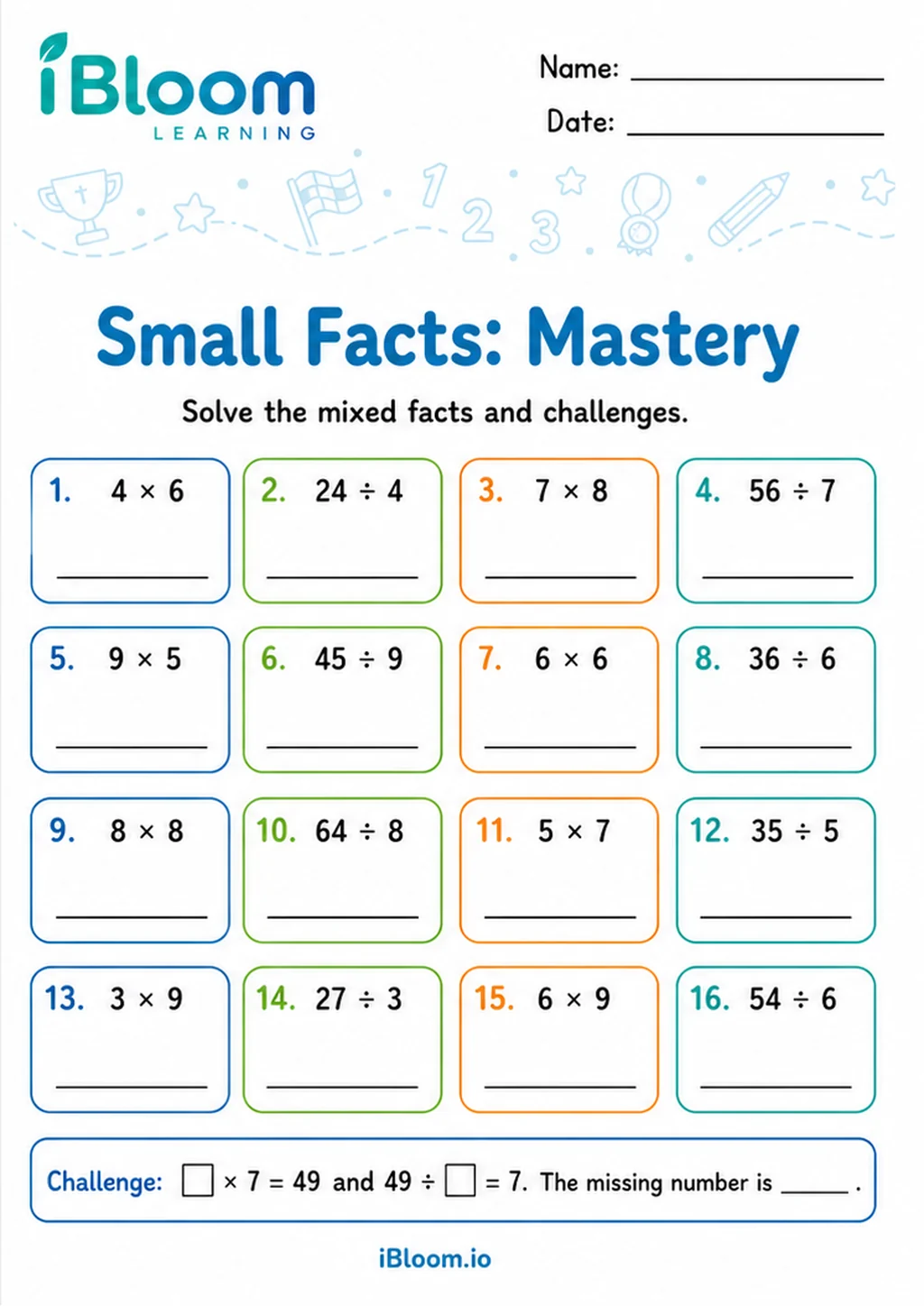 Preview of Multiply Divide Small — Mixed Operations Mastery worksheet