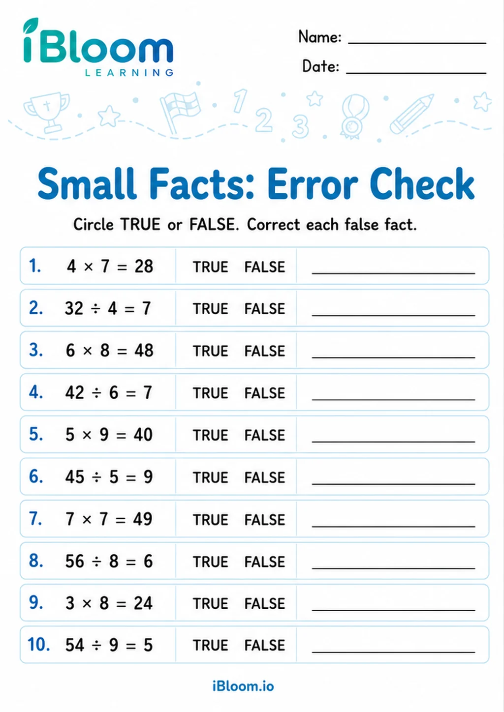 Preview page 1 of Multiply Divide Small — Spot the Wrong Operation