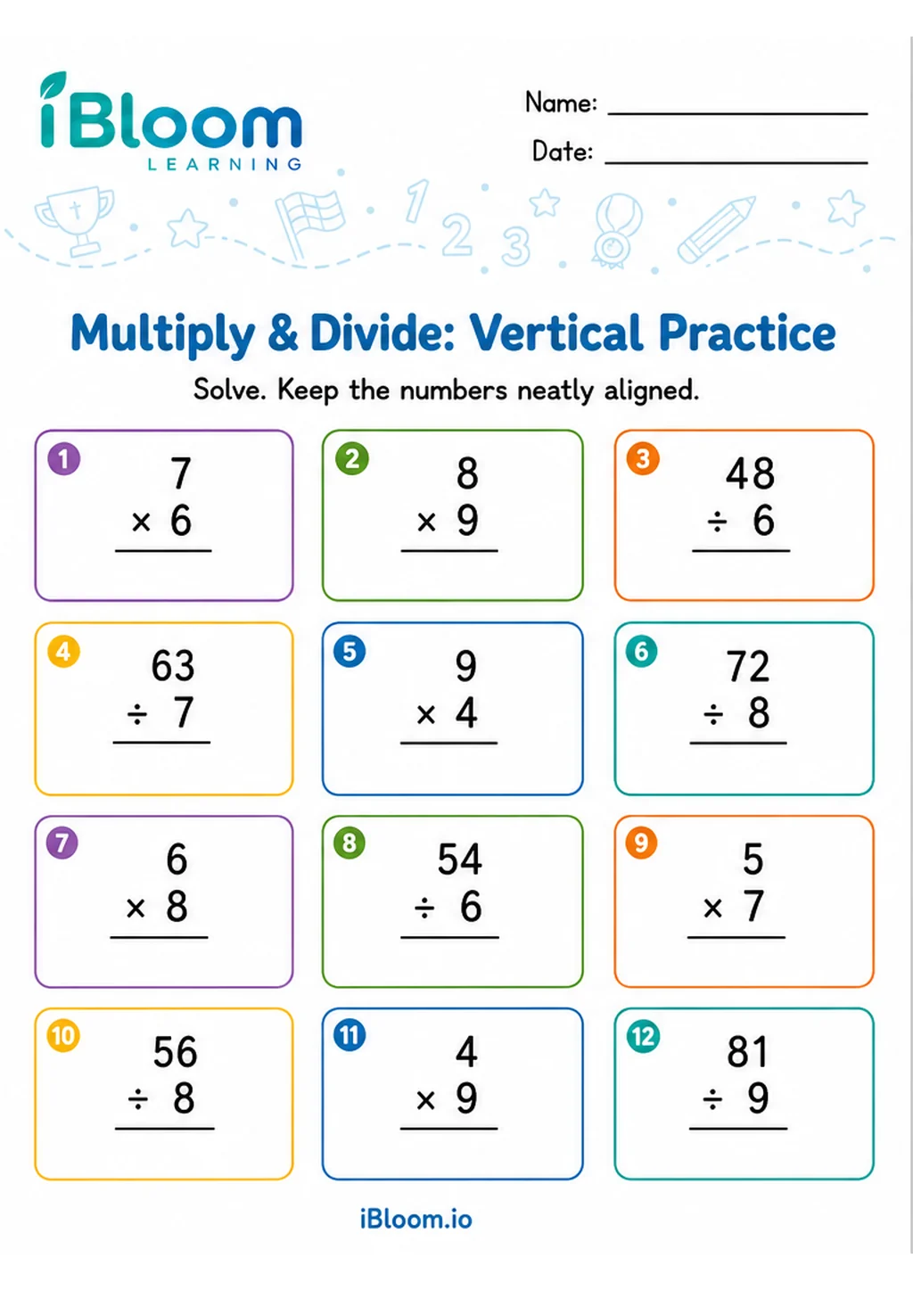 Preview of Multiply Divide — Vertical Mixed Practice worksheet