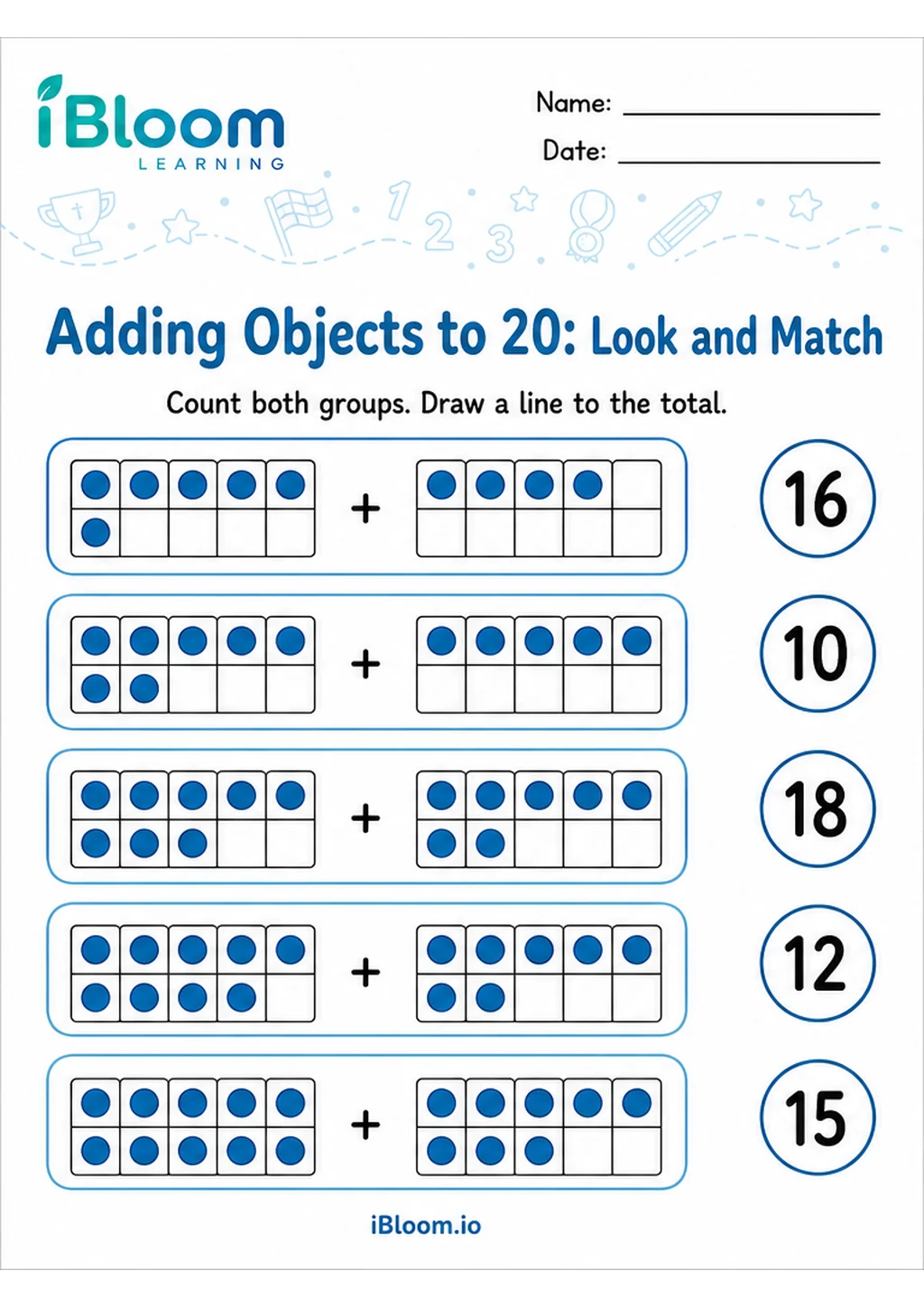 Preview page 1 of Adding Objects To 20 — Look and Match