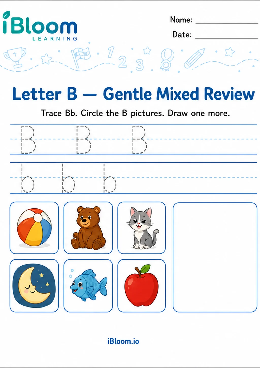 Preview of Letter B — Gentle Mixed Review worksheet