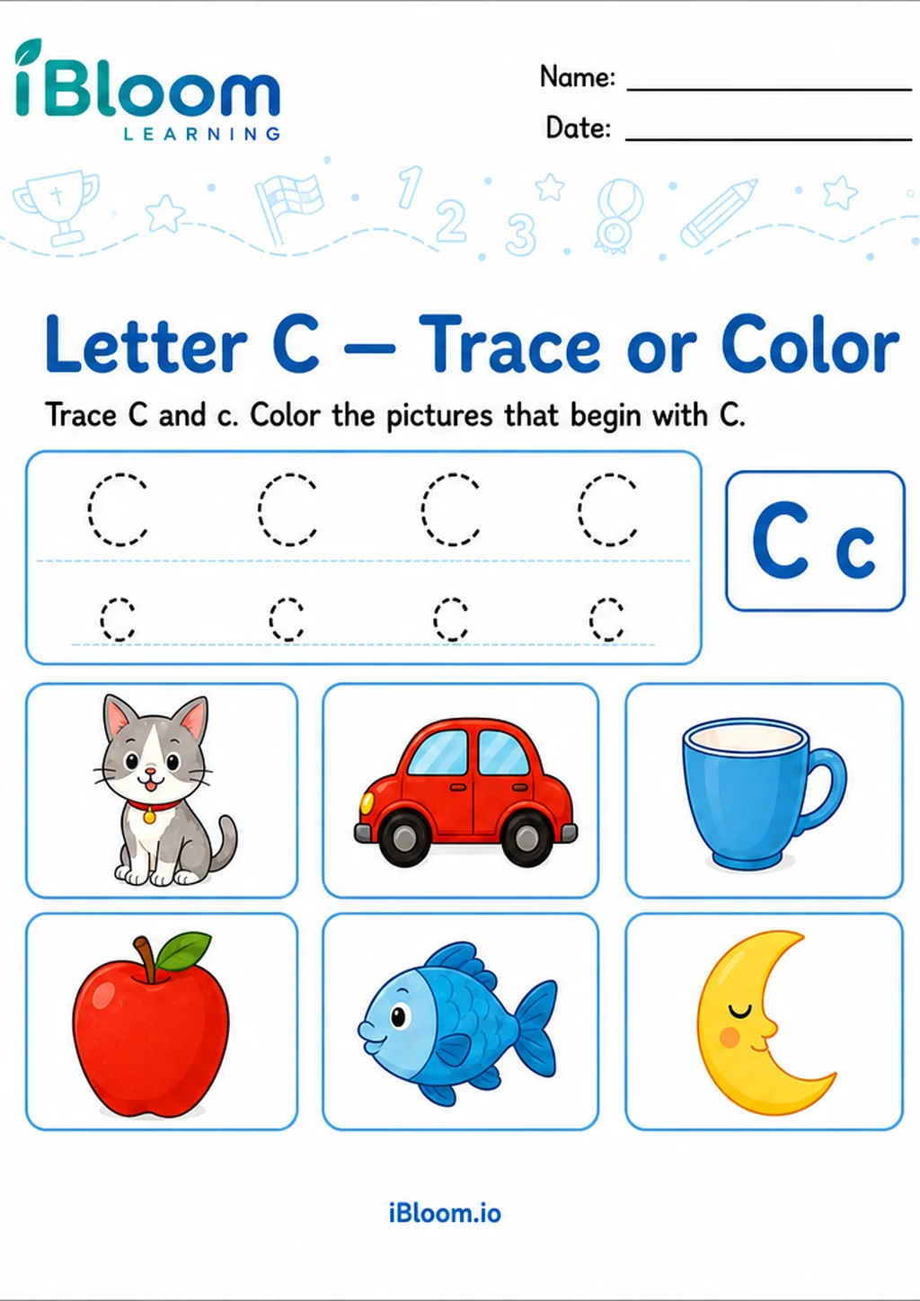 Preview of Letter C — Trace or Color worksheet