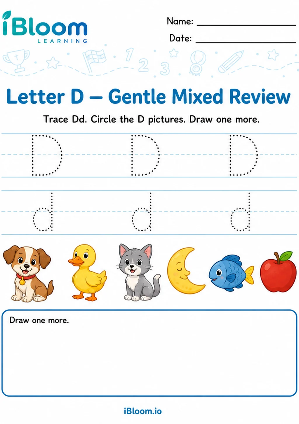 Preview of Letter D — Gentle Mixed Review worksheet