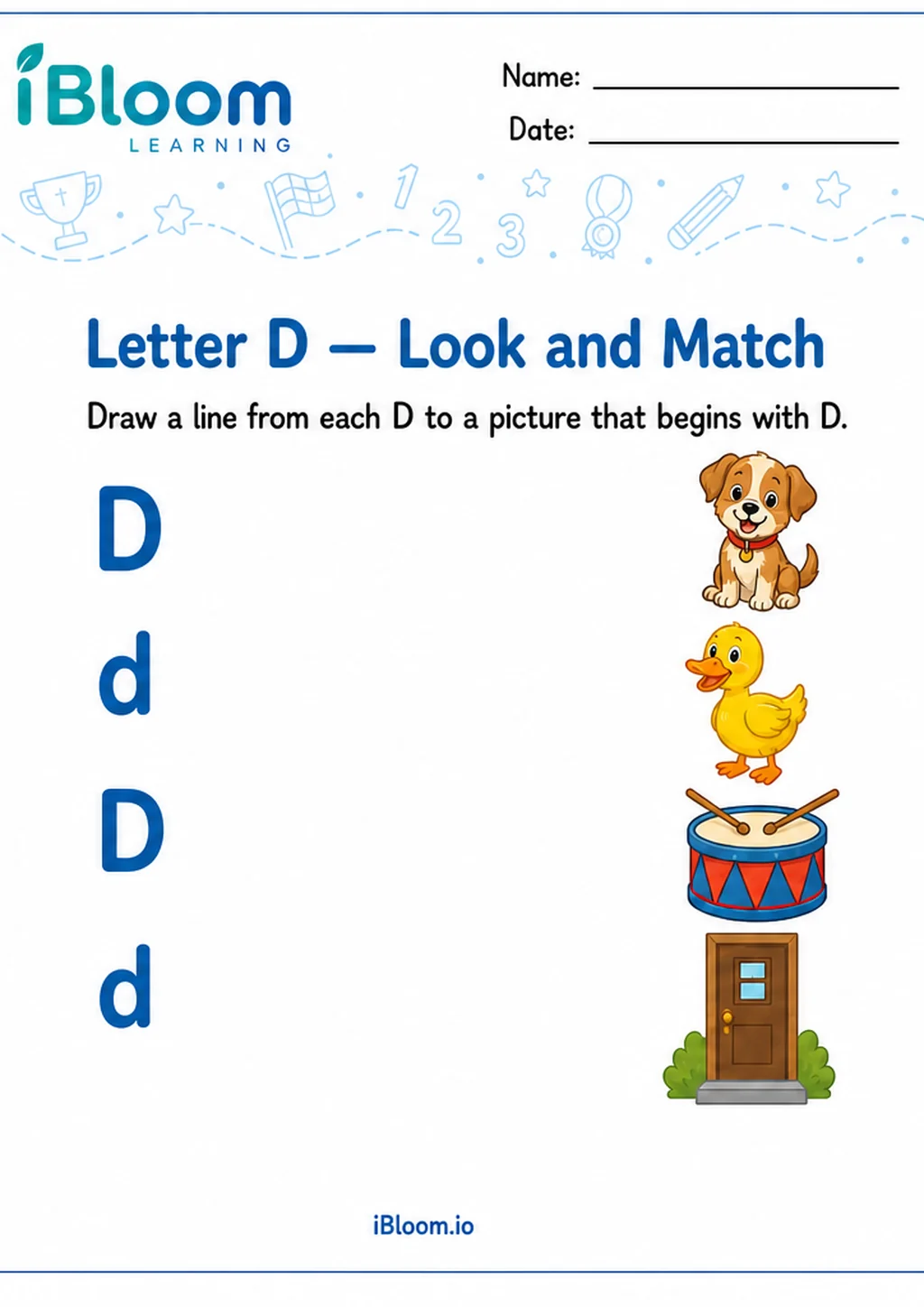Preview page 1 of Letter D — Look and Match
