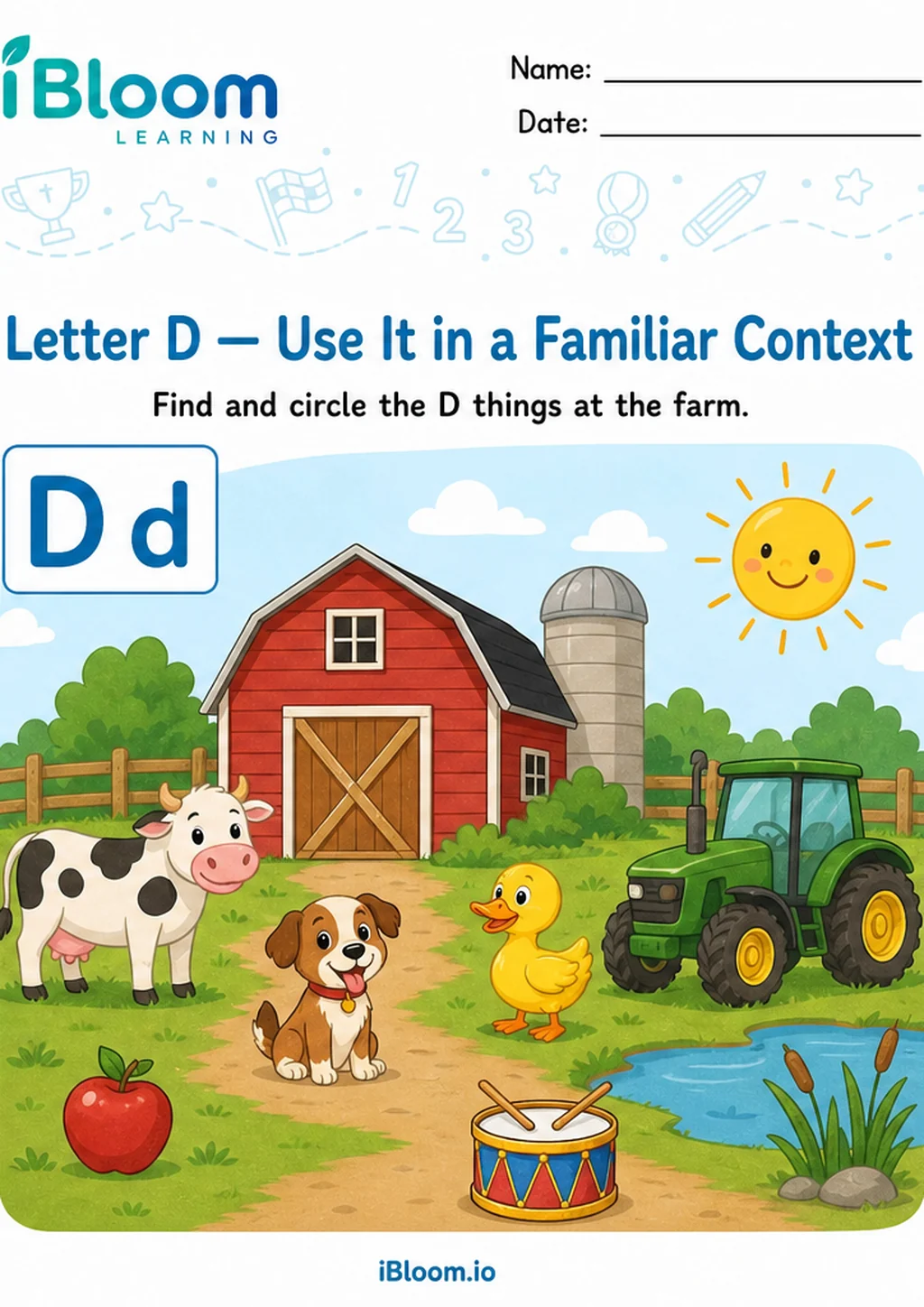 Preview of Letter D — Use It in a Familiar Context worksheet
