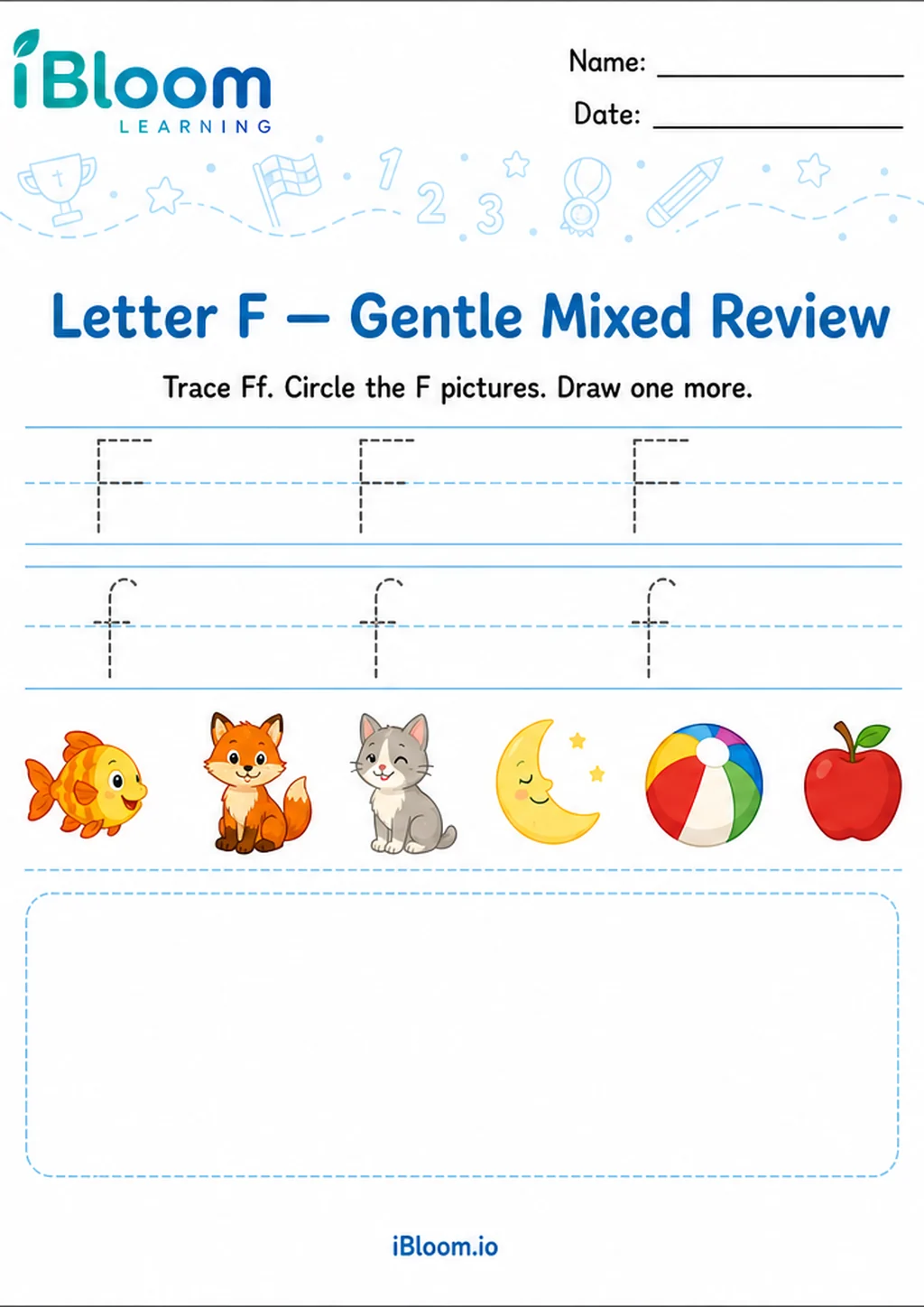 Preview of Letter F — Gentle Mixed Review worksheet