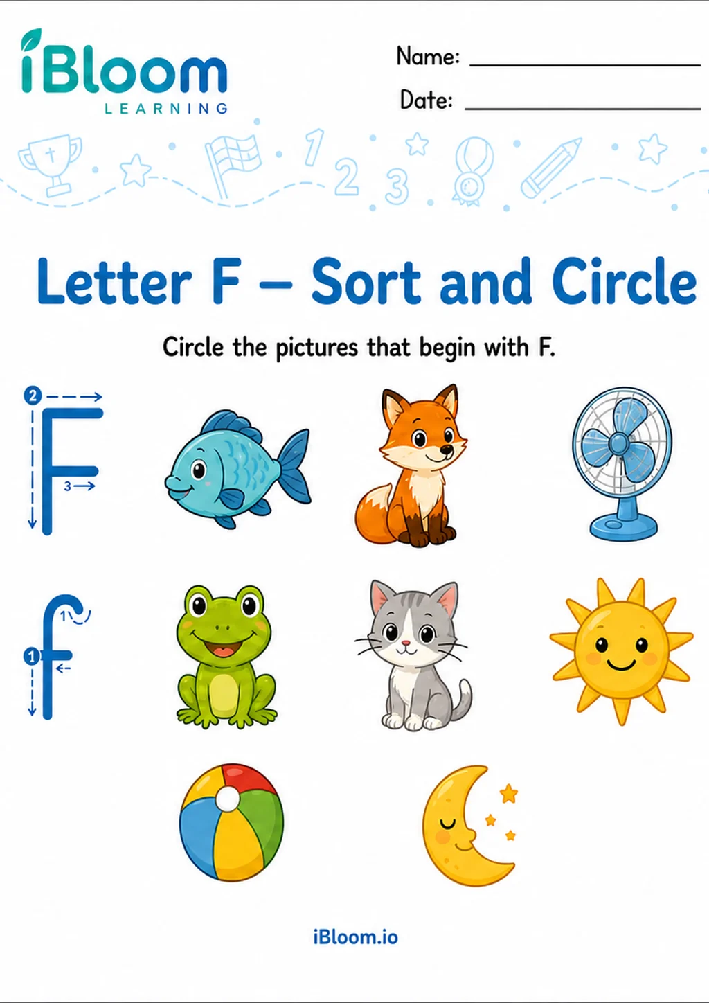 Preview of Letter F — Sort and Circle worksheet