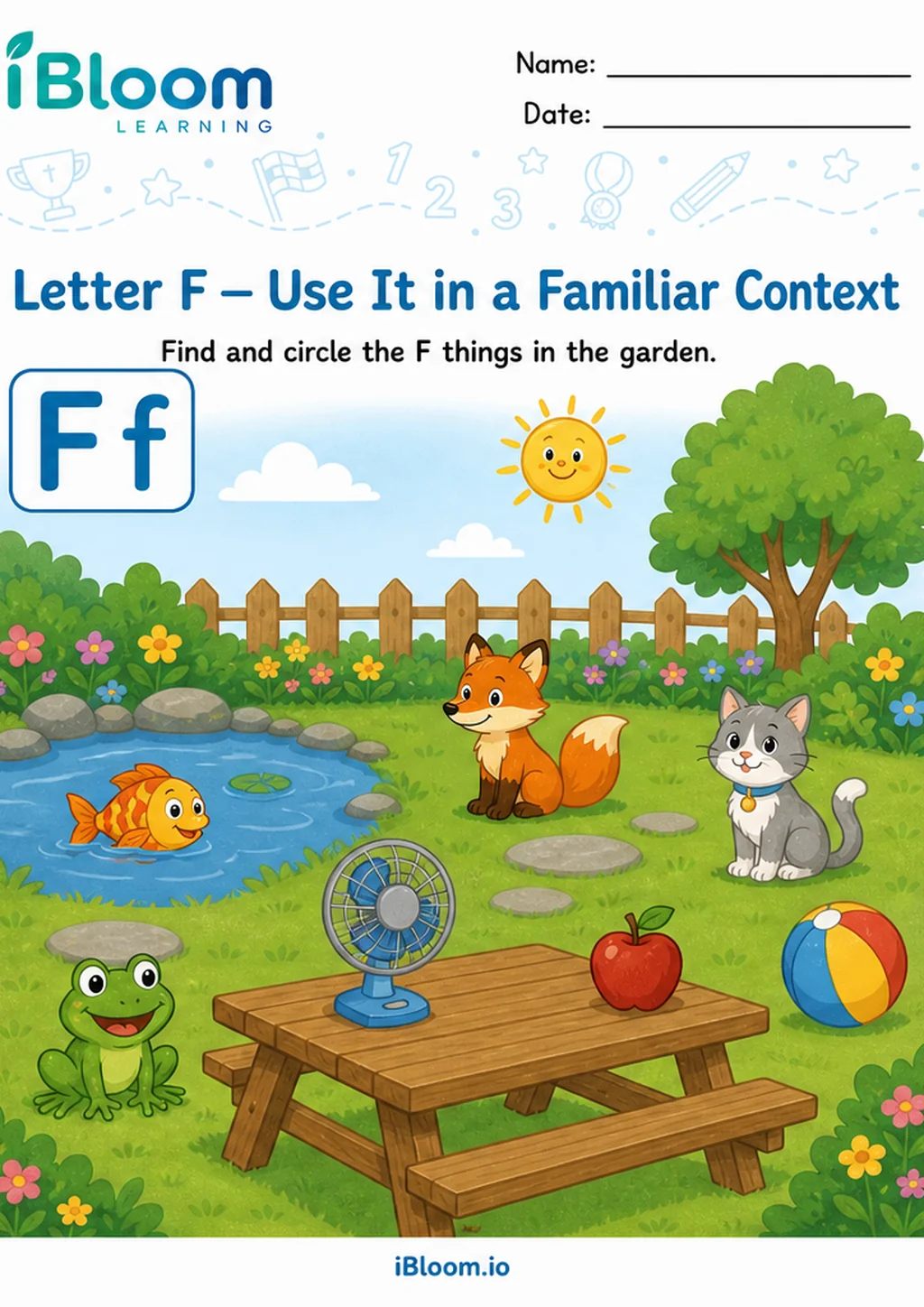 Preview of Letter F — Use It in a Familiar Context worksheet