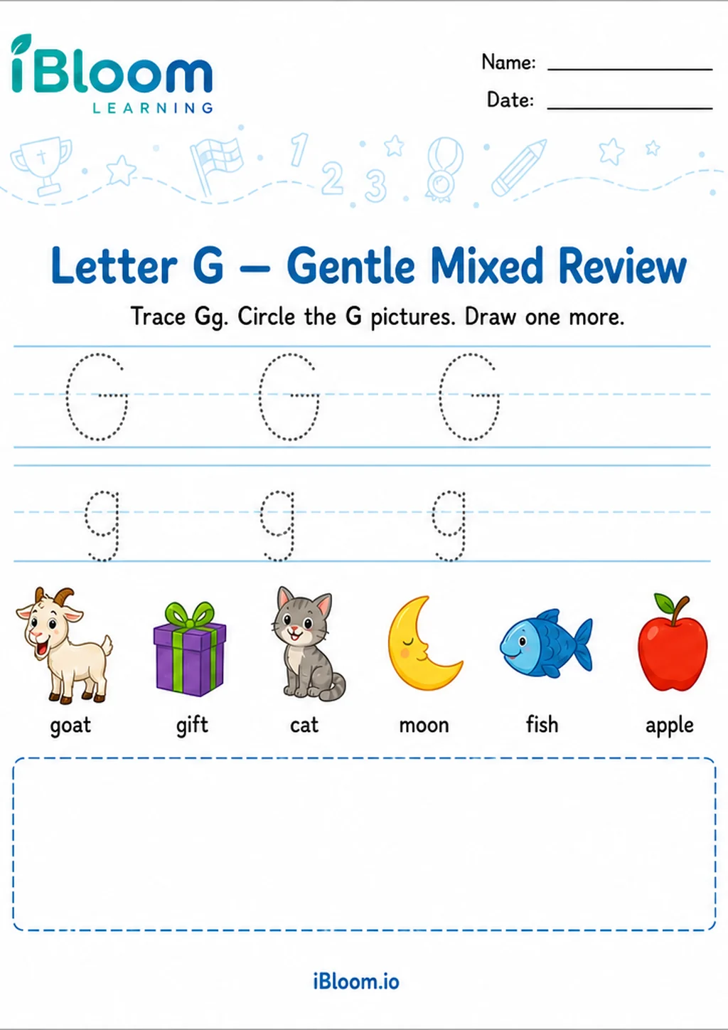 Preview of Letter G — Gentle Mixed Review worksheet