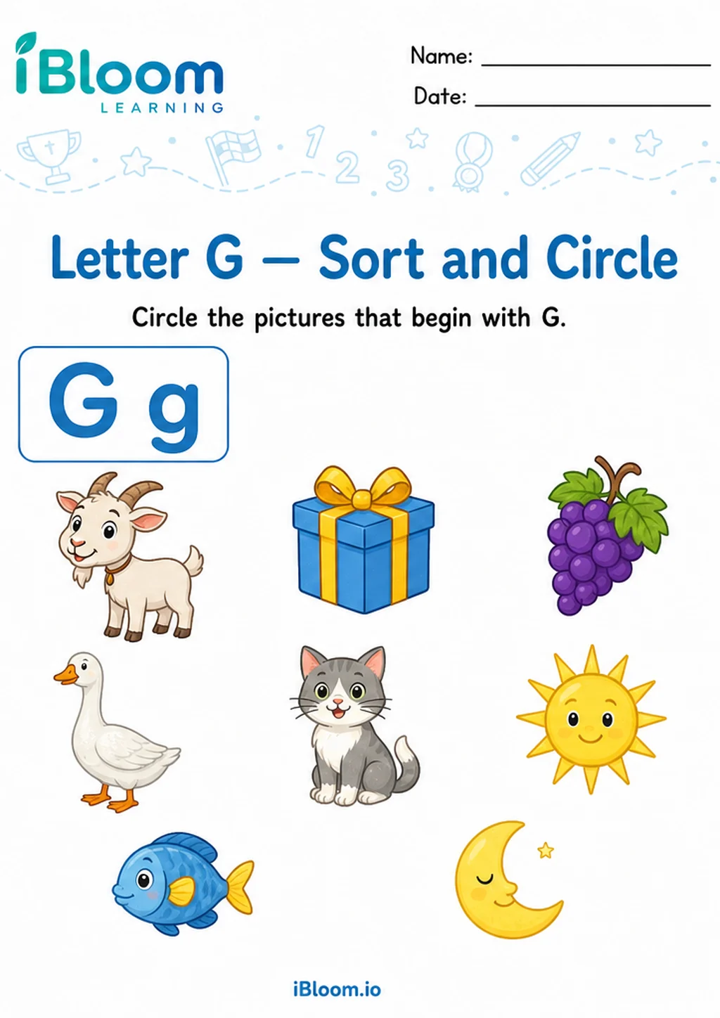 Preview of Letter G — Sort and Circle worksheet