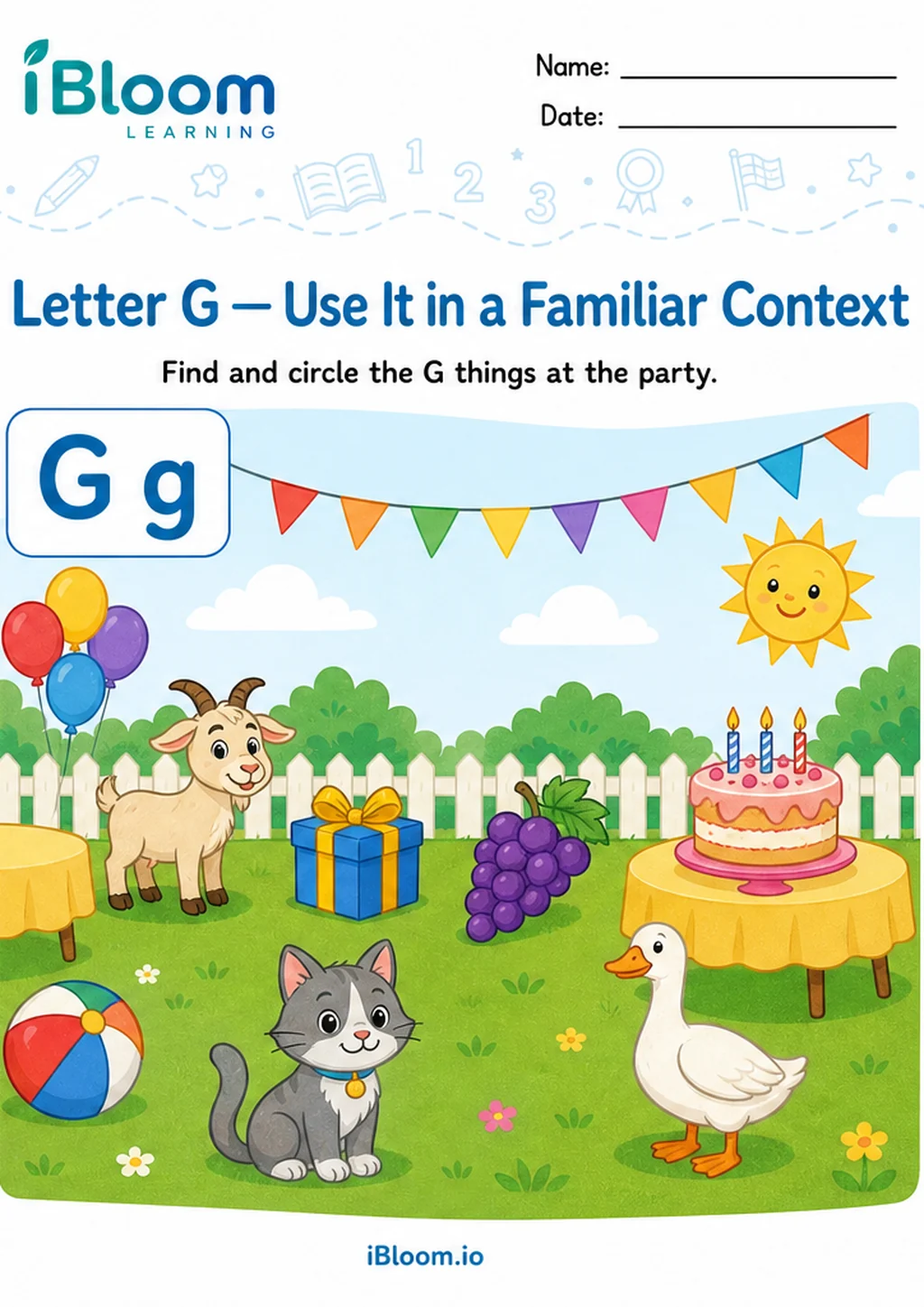 Preview of Letter G — Use It in a Familiar Context worksheet