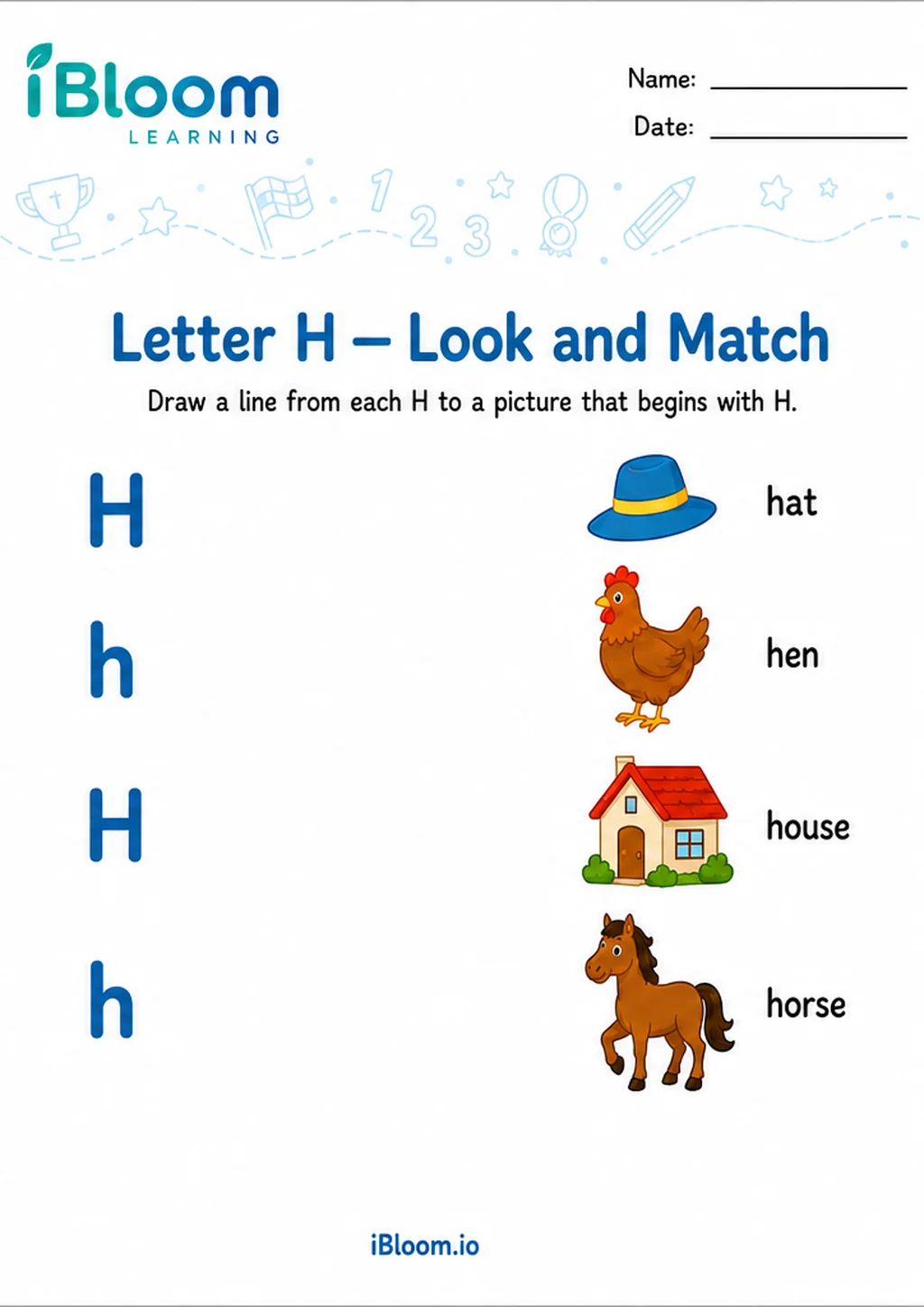 Preview page 1 of Letter H — Look and Match