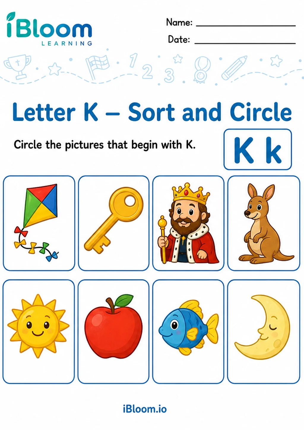 Preview of Letter K — Sort and Circle worksheet