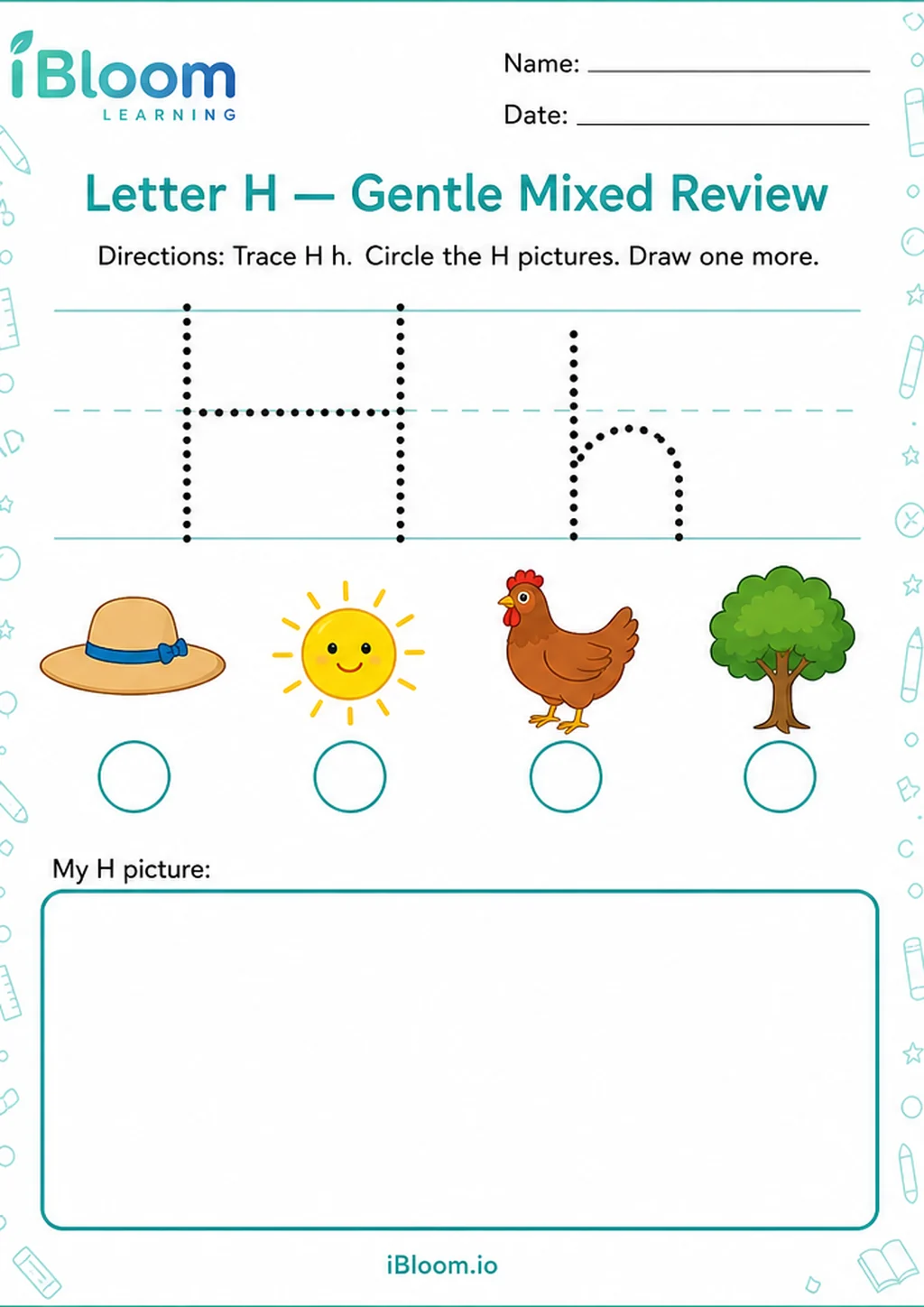 Preview of Letter H — Gentle Mixed Review worksheet