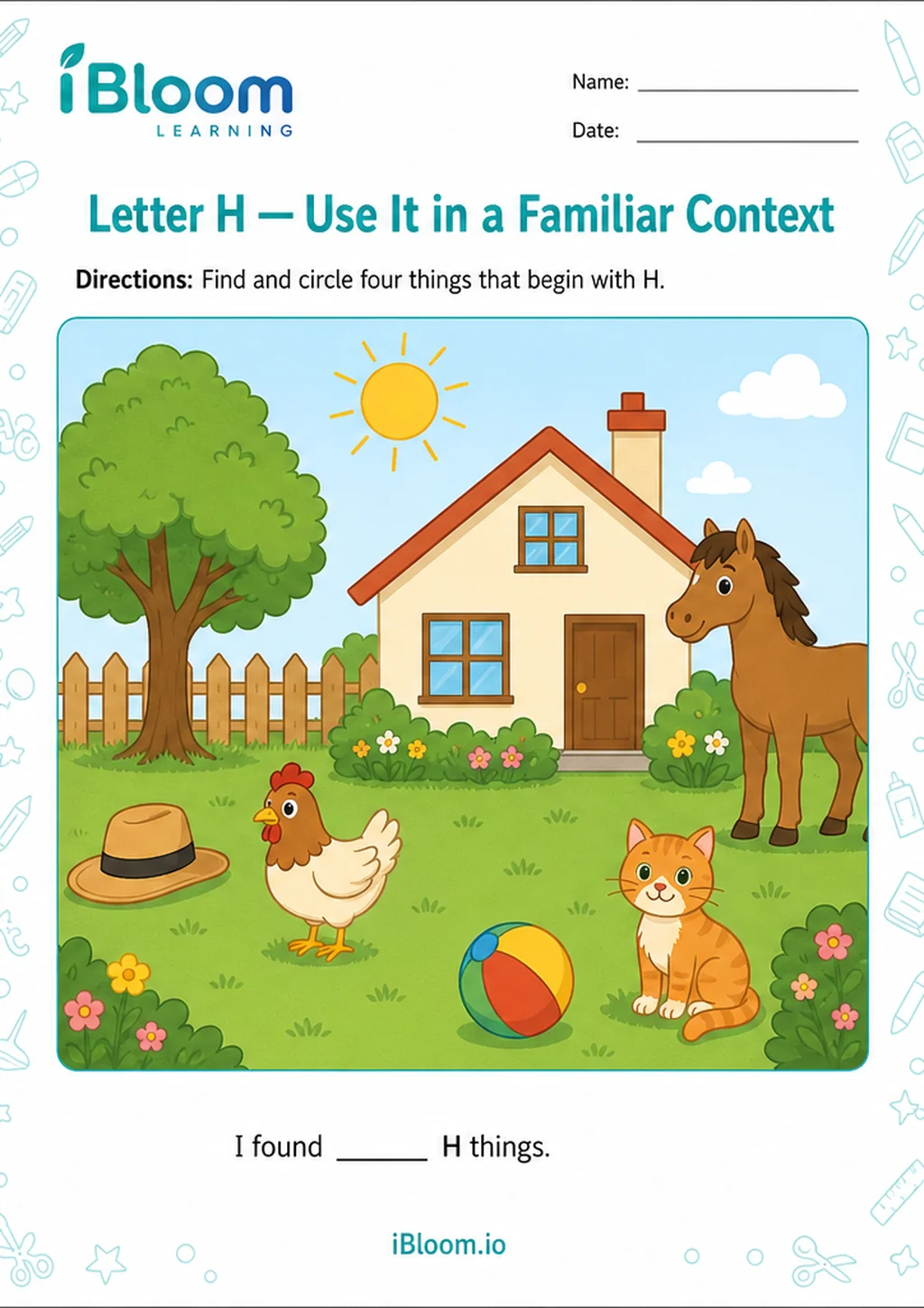 Preview of Letter H — Use It in a Familiar Context worksheet